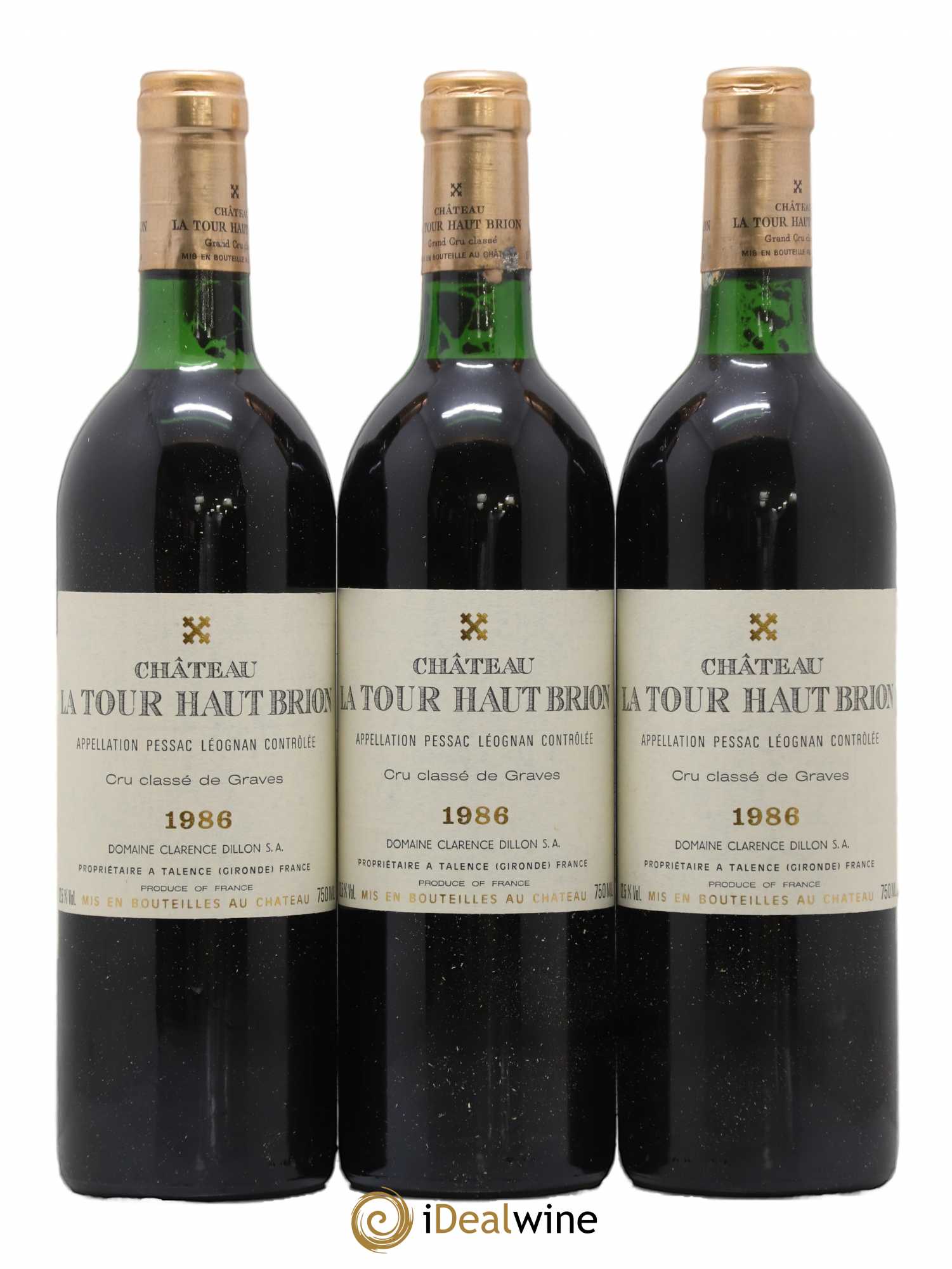 Château la Tour Haut-Brion Cru Classé de Graves 1986 - Lot de 3 bouteilles - 0