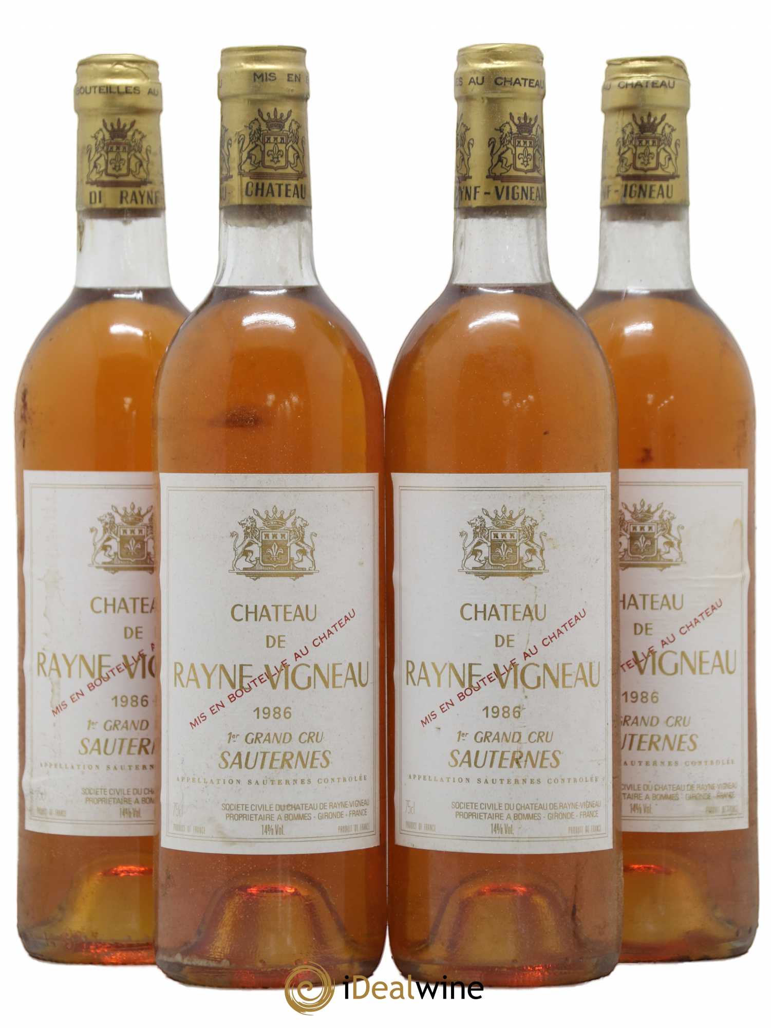 Château de Rayne Vigneau 1er Grand Cru Classé 1986 - Lotto di 4 bottiglie - 0