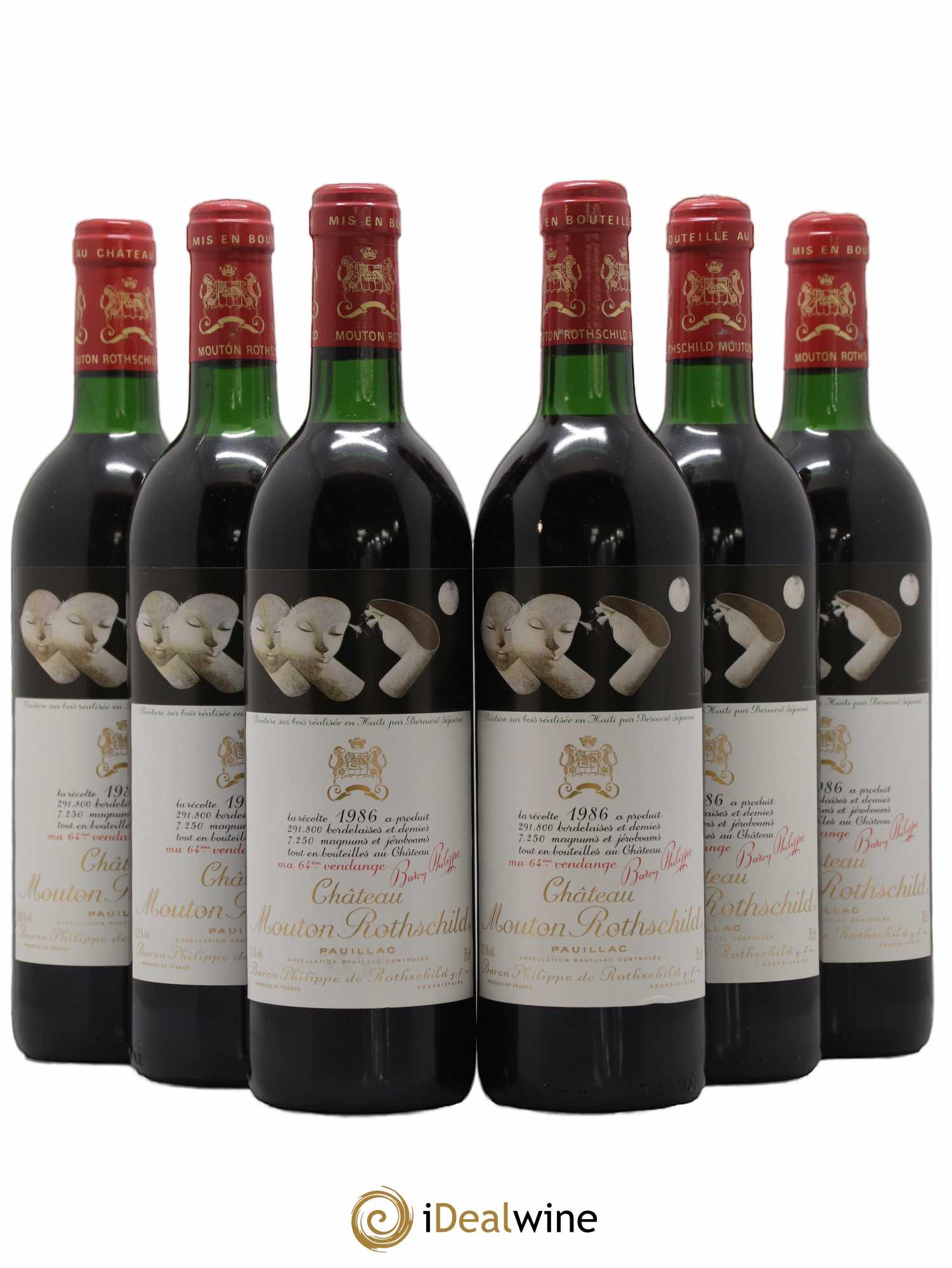 Château Mouton Rothschild 1er Grand Cru Classé 1986 - Lot de 6 bouteilles - 0
