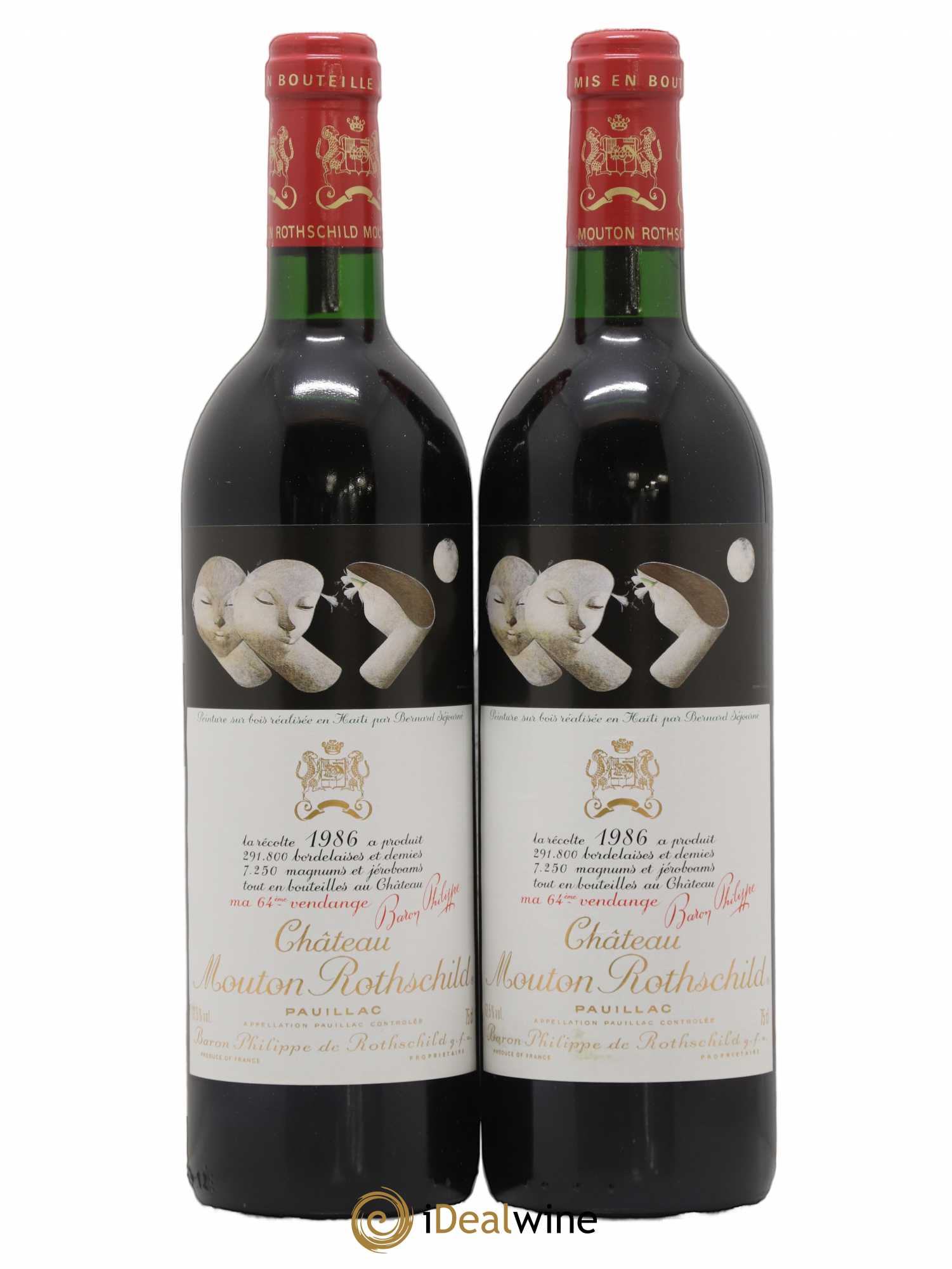 Château Mouton Rothschild 1er Grand Cru Classé 1986 - Lot de 2 bouteilles - 0