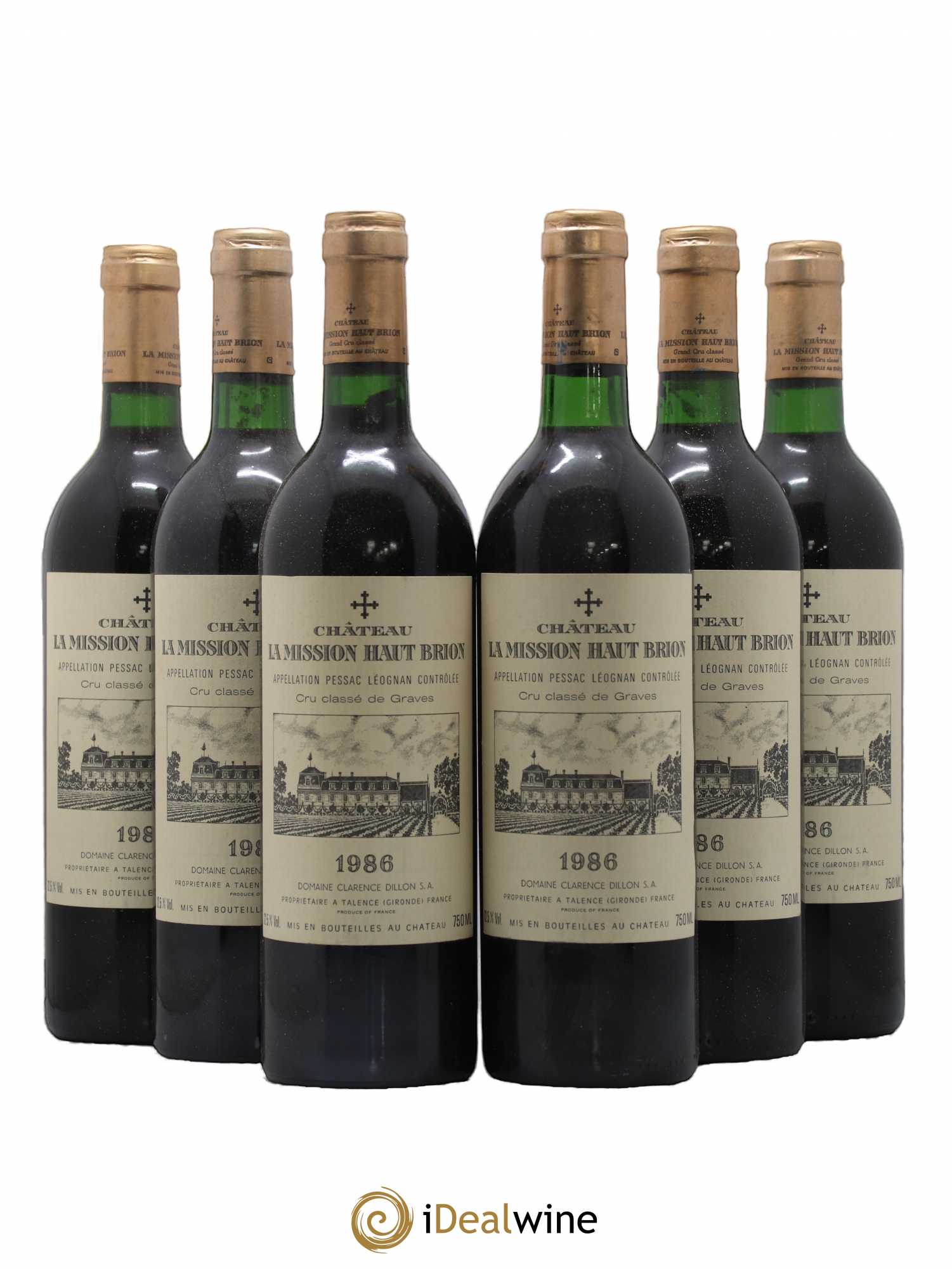 Château la Mission Haut-Brion Cru Classé de Graves 1986 - Lot de 6 bouteilles - 0