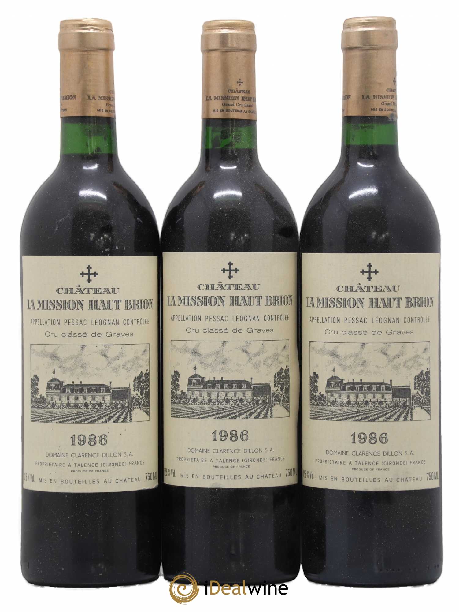 Château la Mission Haut-Brion Cru Classé de Graves 1986 - Lot de 3 bouteilles - 0