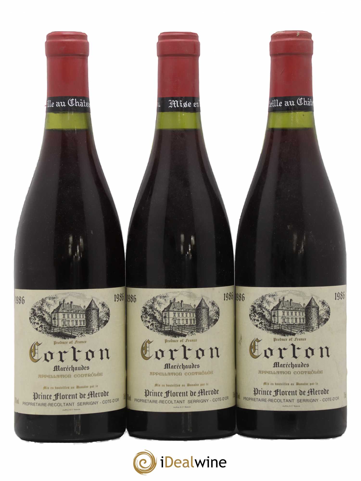Corton Grand Cru Marechaudes Prince Florent de Merode 1986 - Lot de 3 bouteilles - 0