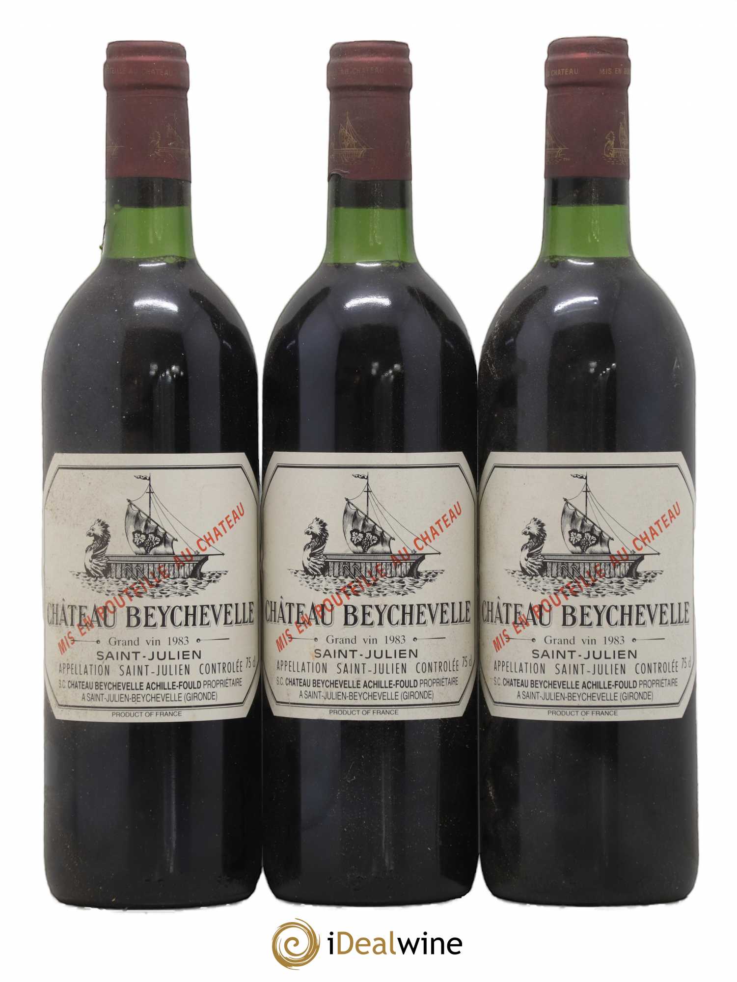 Château Beychevelle 4ème Grand Cru Classé 1983 - Lot de 3 bouteilles - 0