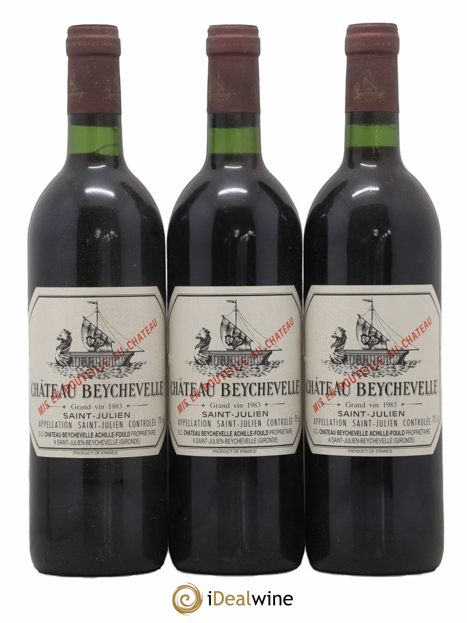 Château Beychevelle 4ème Grand Cru Classé 1983 - Lot de 3 bouteilles - 0