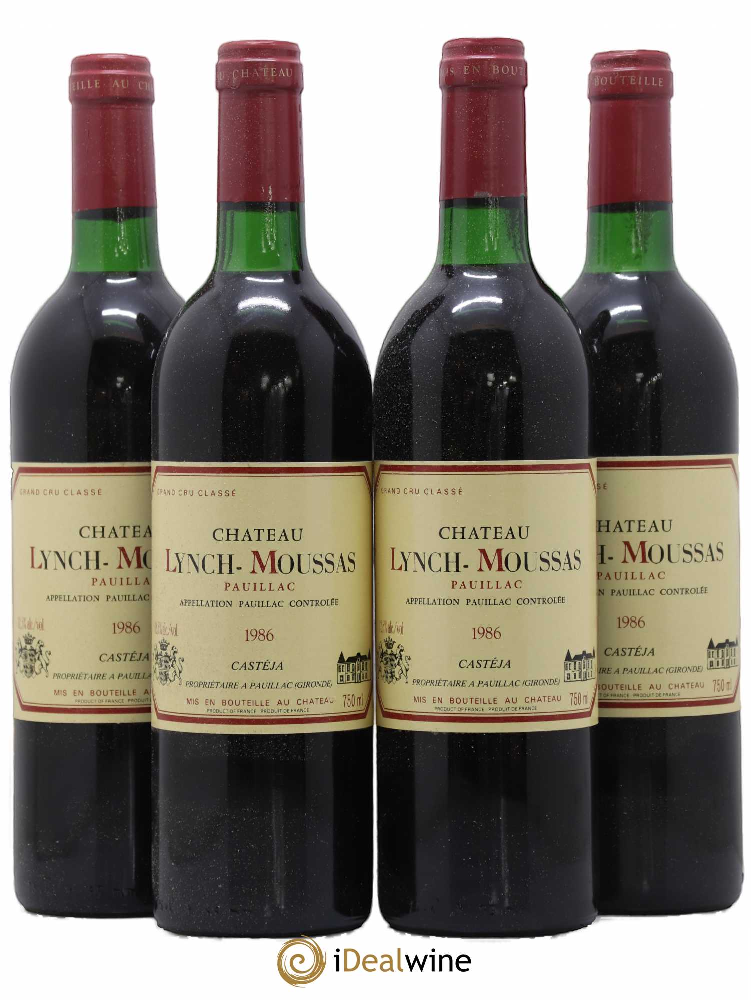 Château Lynch Moussas 5ème Grand Cru Classé 1986 - Lot de 4 bouteilles - 0