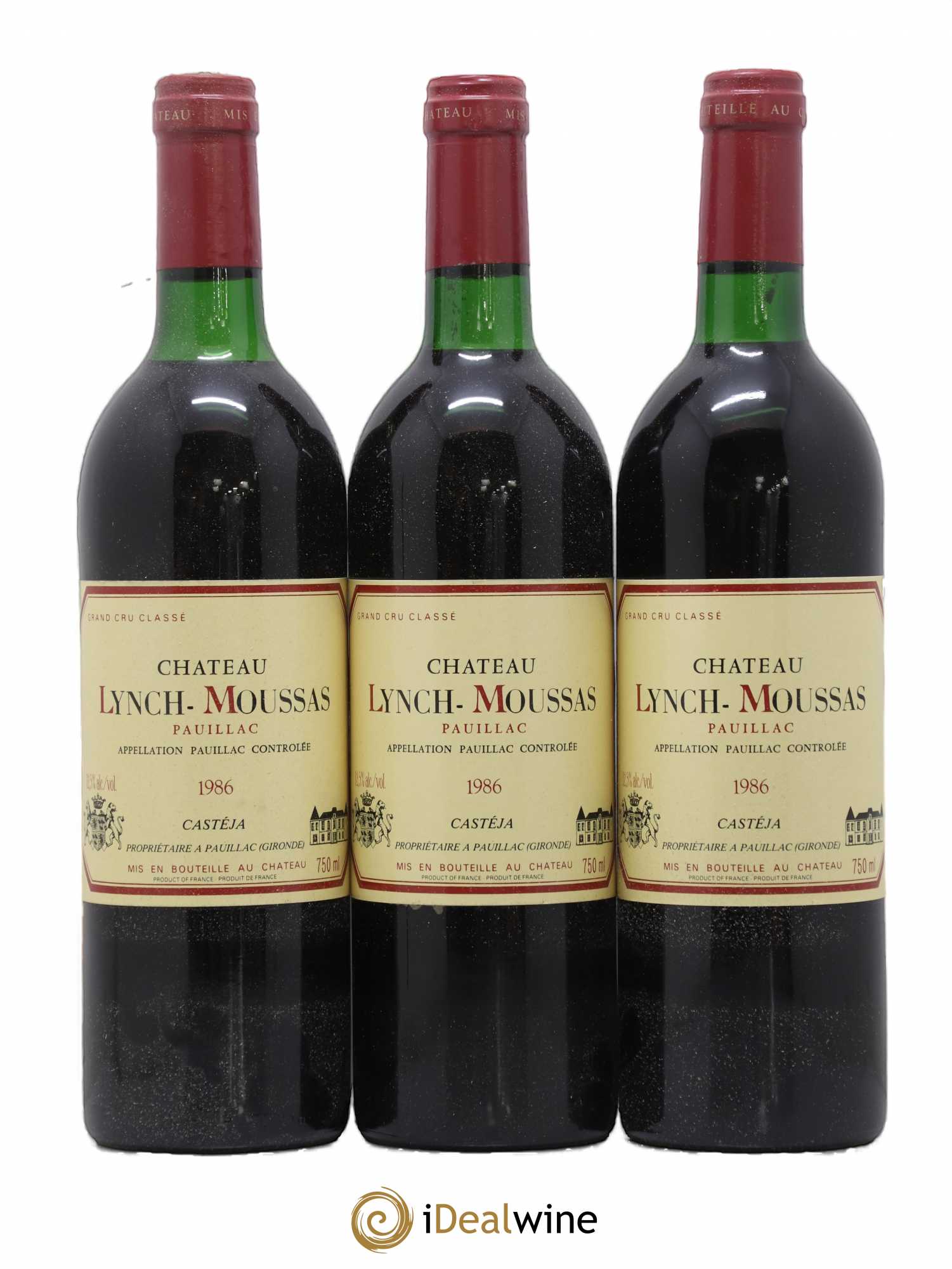 Château Lynch Moussas 5ème Grand Cru Classé 1986 - Lot de 3 bouteilles - 0