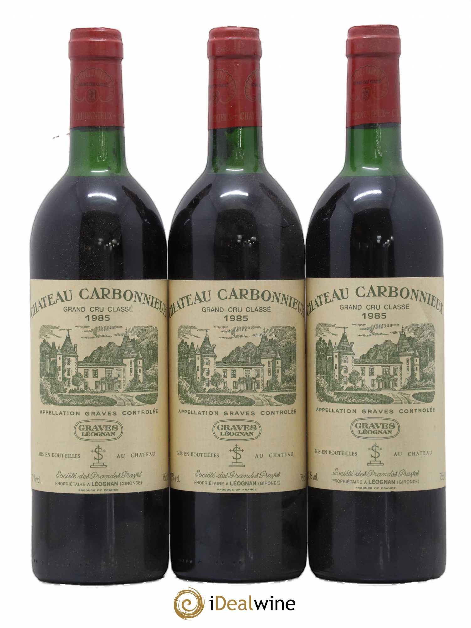Château Carbonnieux Cru Classé de Graves 1985 - Lot de 3 bouteilles - 0