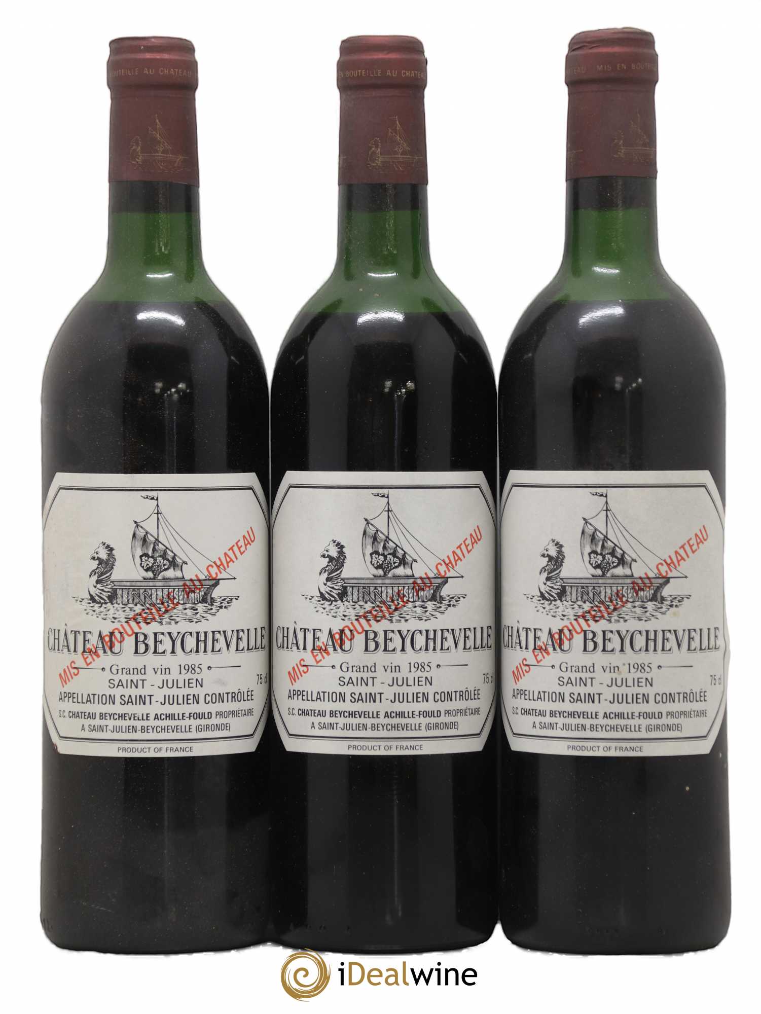 Château Beychevelle 4ème Grand Cru Classé 1985 - Lot de 3 bouteilles - 0