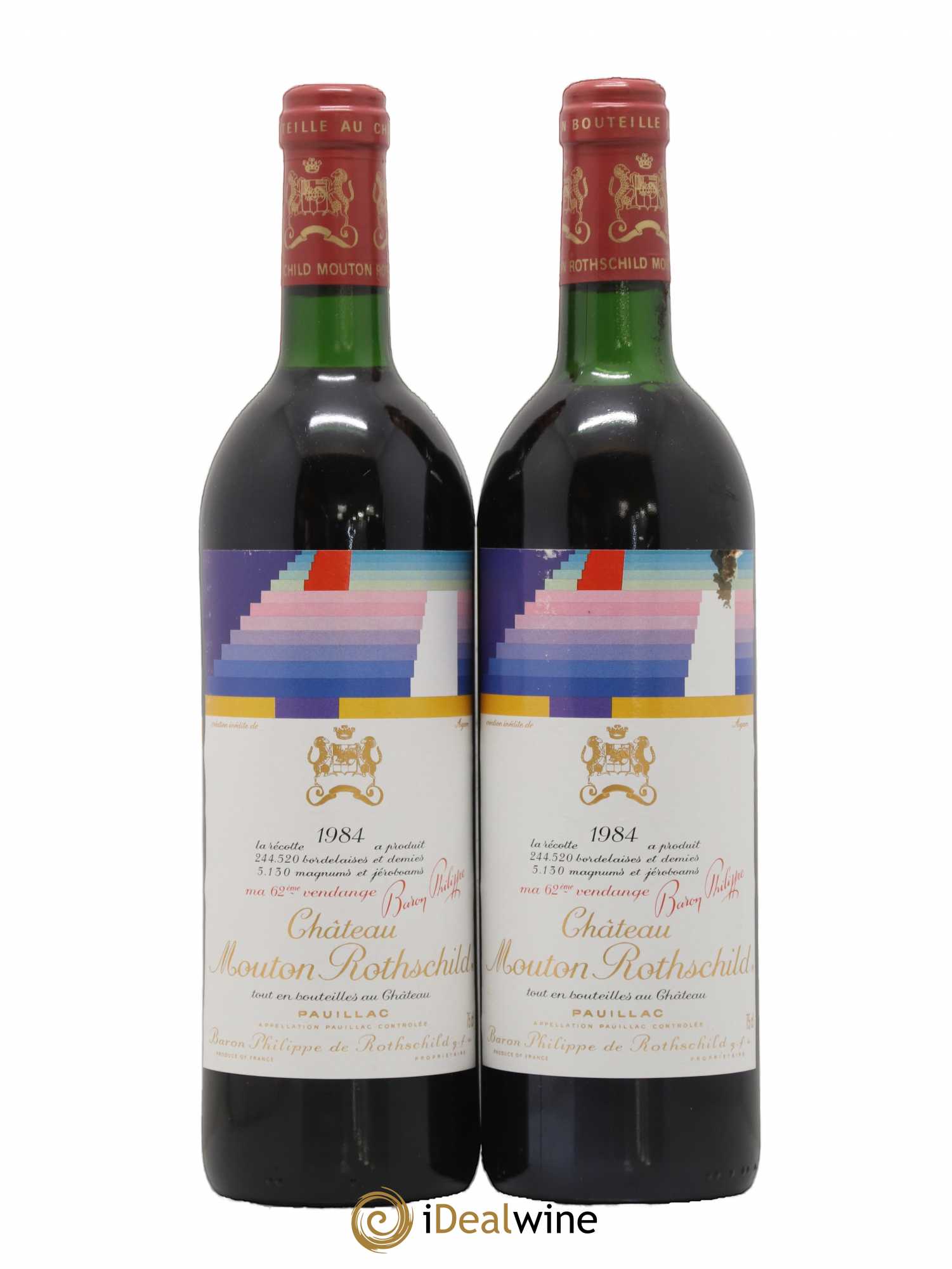 Château Mouton Rothschild 1er Grand Cru Classé 1984 - Lot de 2 bouteilles - 0
