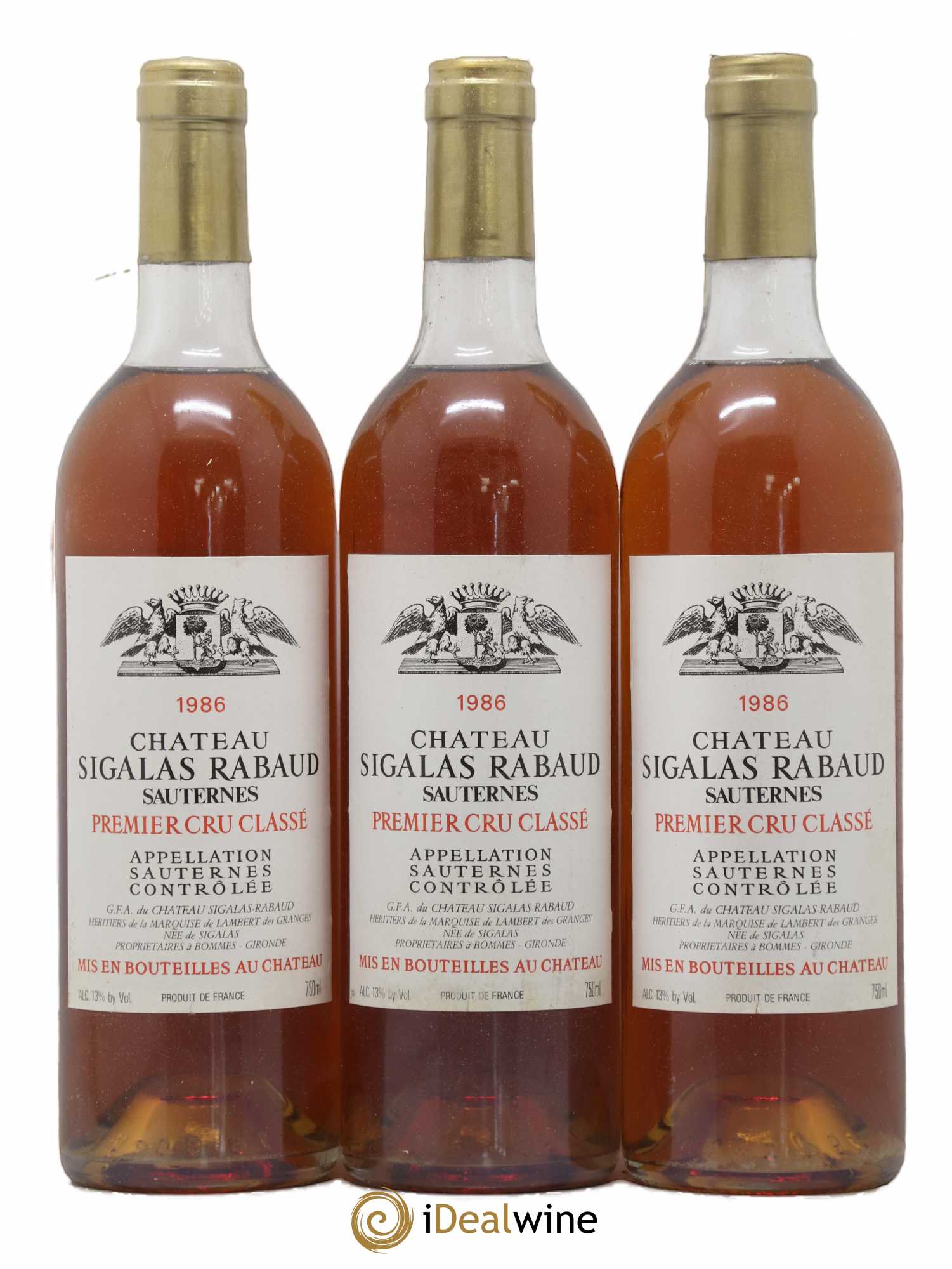 Château Sigalas Rabaud 1er Grand Cru Classé 1986 - Lotto di 3 bottiglie - 0