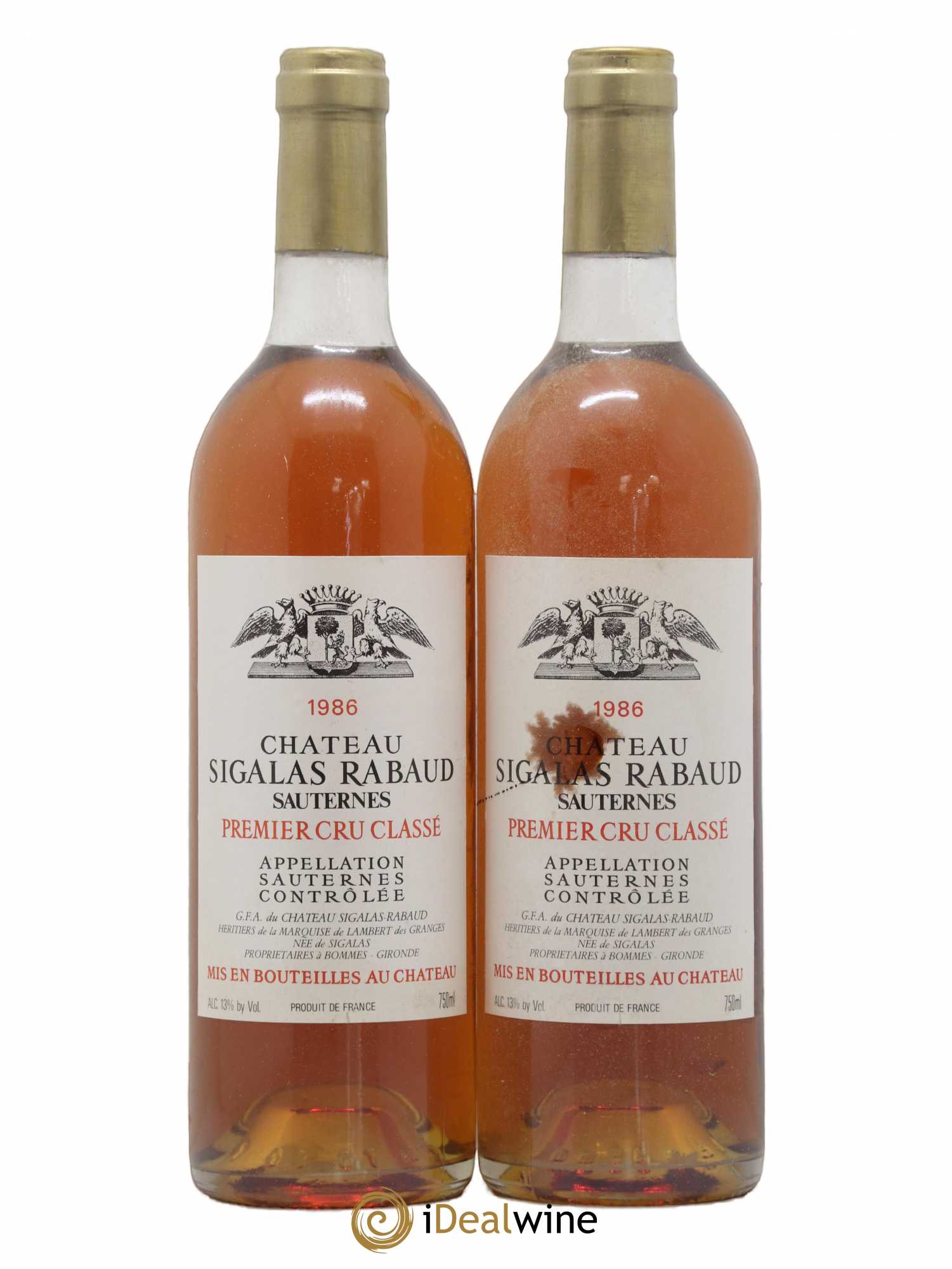 Château Sigalas Rabaud 1er Grand Cru Classé 1986 - Lotto di 2 bottiglie - 0