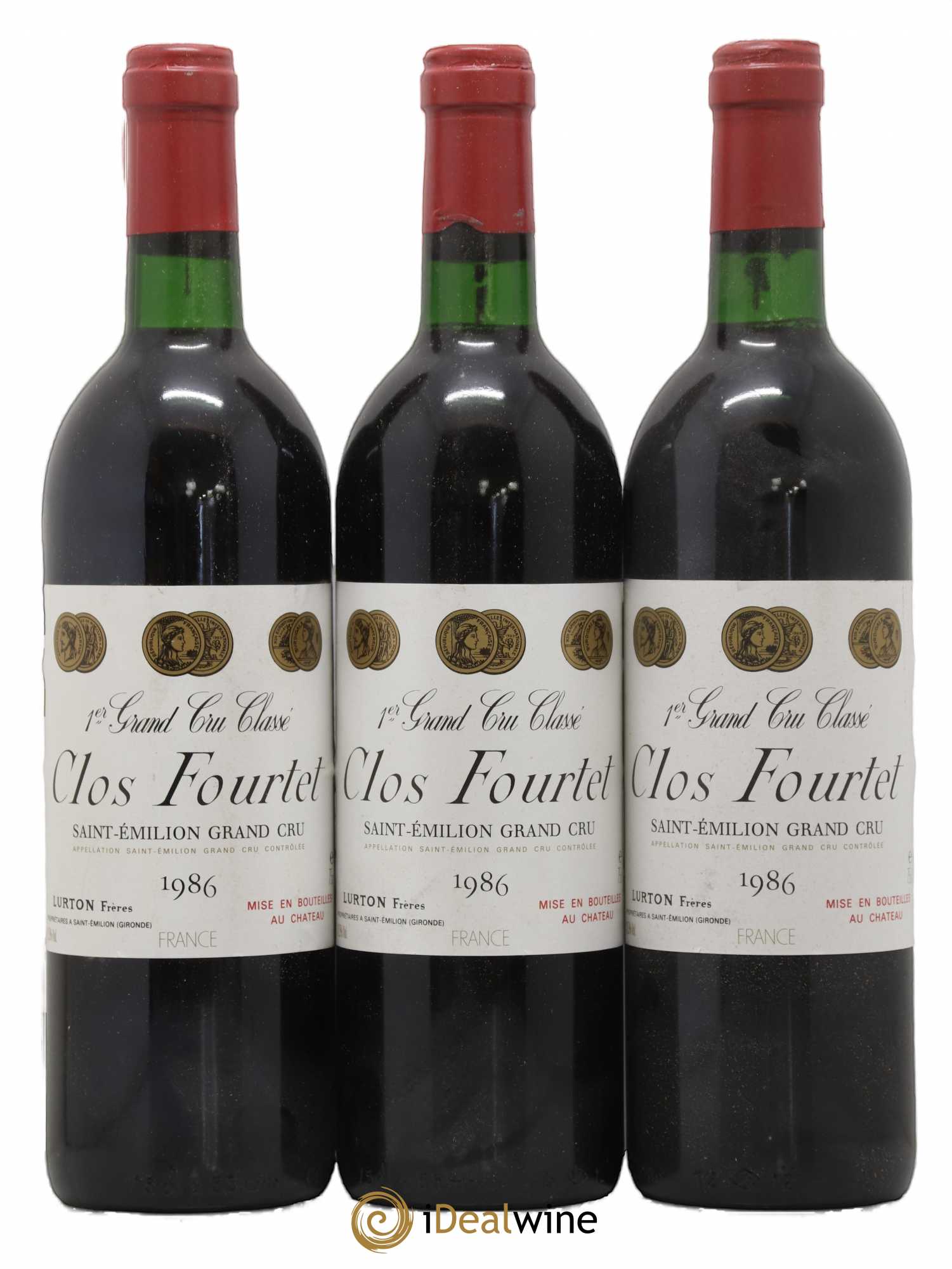 Clos Fourtet 1er Grand Cru Classé B 1986 - Lot de 3 bouteilles - 0
