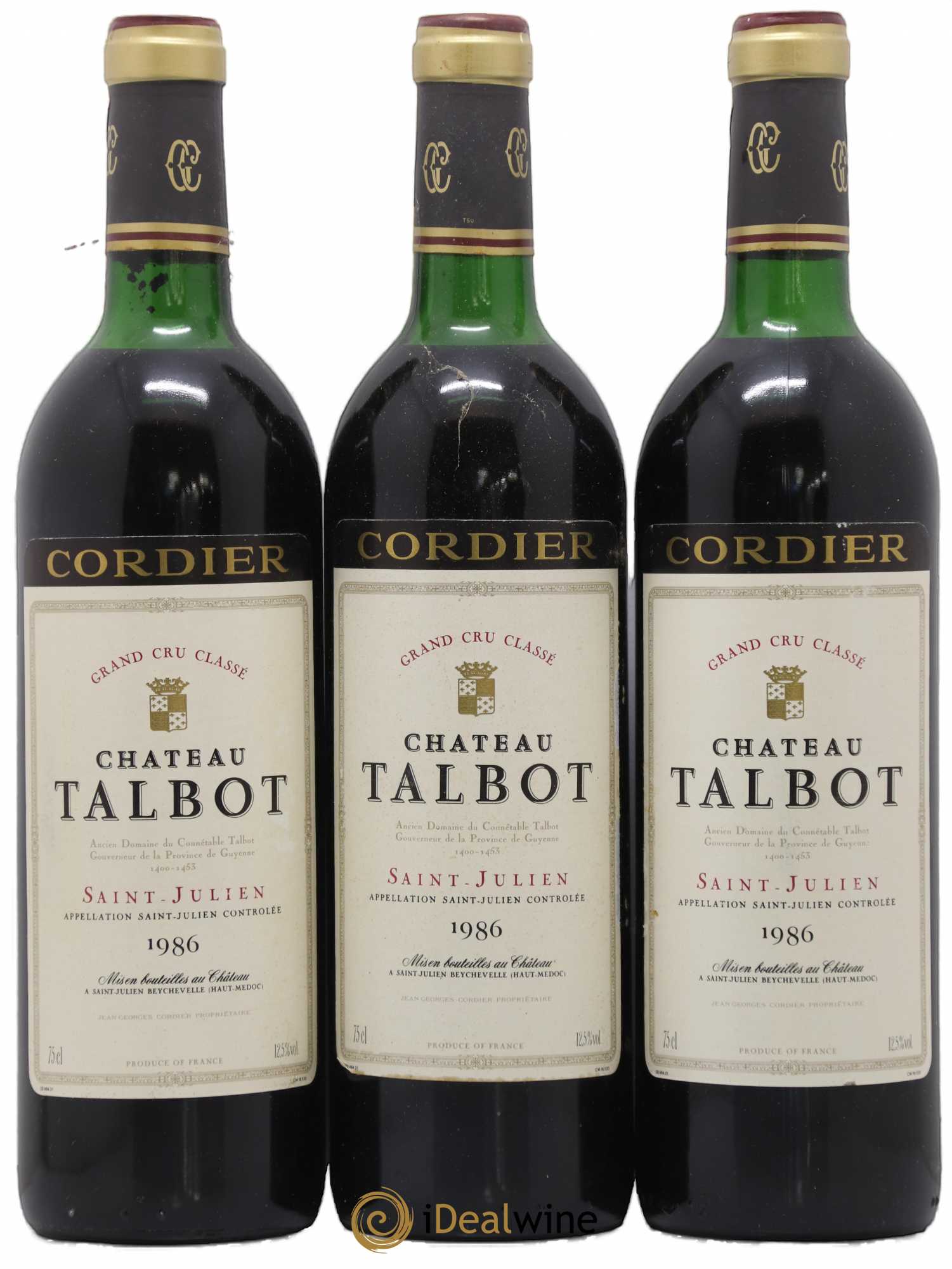 Château Talbot 4ème Grand Cru Classé 1986 - Lot de 3 bouteilles - 0