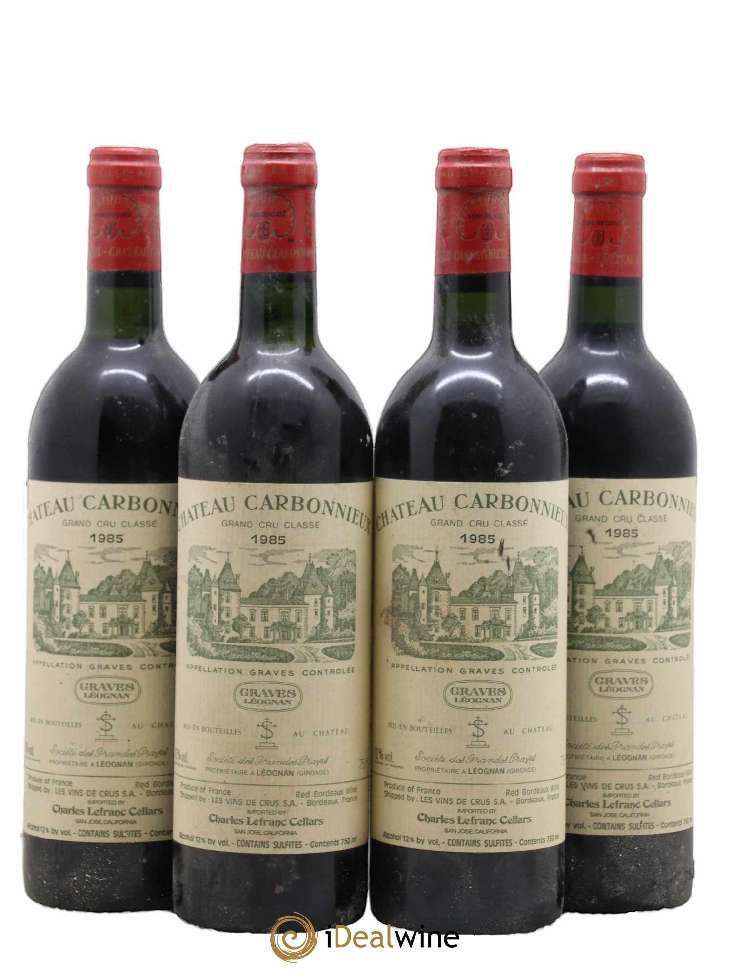 Château Carbonnieux Cru Classé de Graves 1985 - Lot de 4 bouteilles - 0