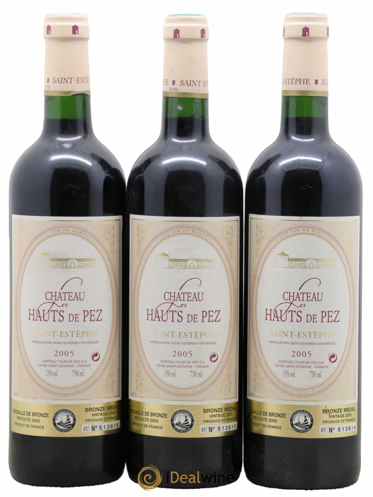 Saint-Estèphe Château Des Hauts De Pez 2005 - Posten von 3 Flaschen - 0