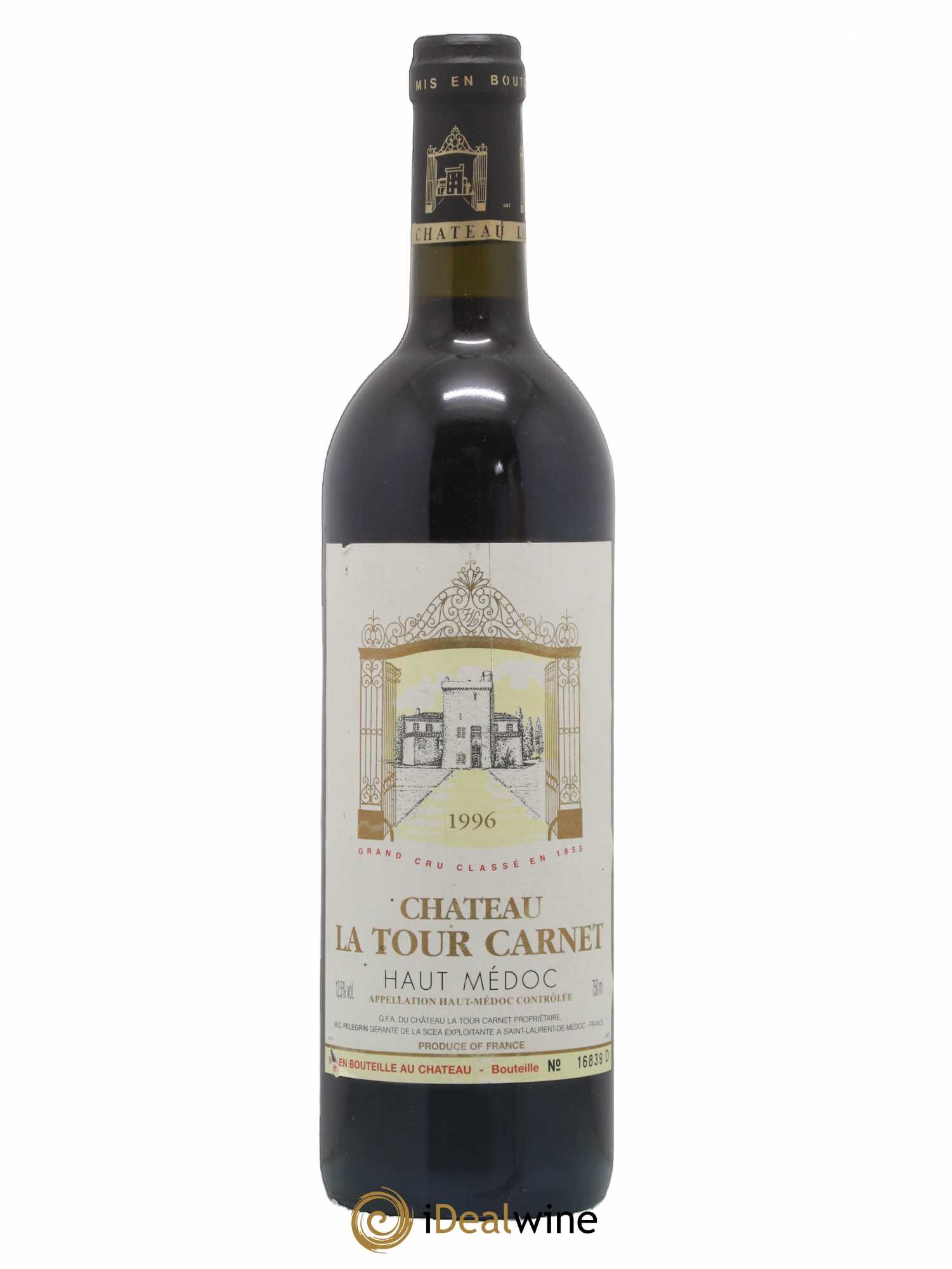 Château la Tour Carnet 4ème Grand Cru Classé 1996 - Lot de 1 bouteille - 0