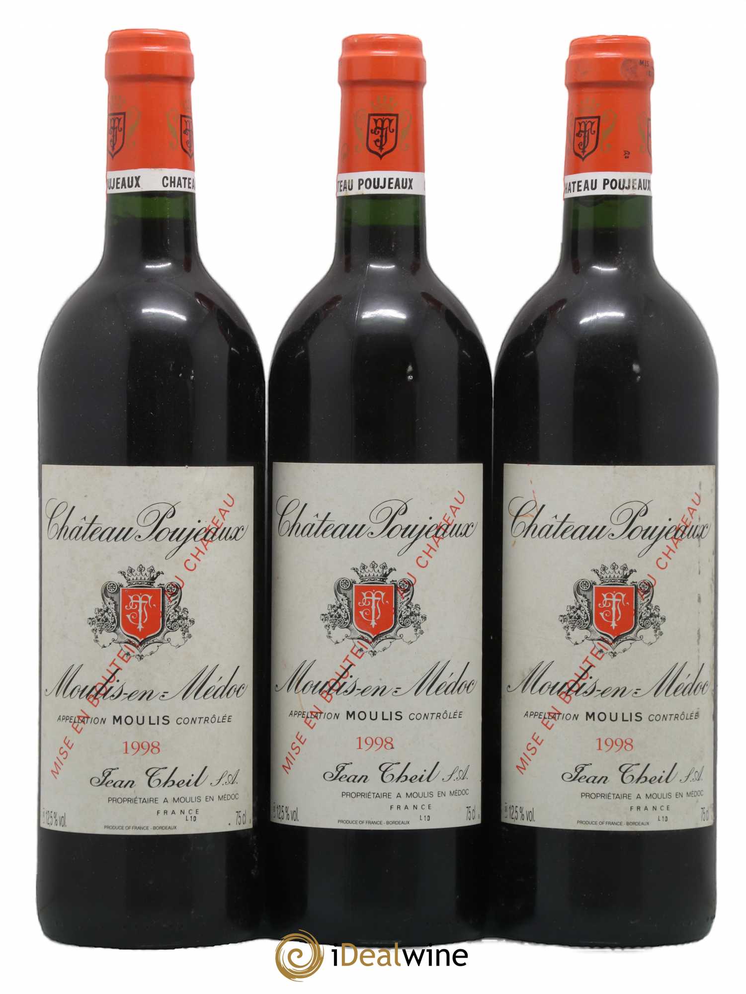 Château Poujeaux 1998 - Lot de 3 bouteilles - 0