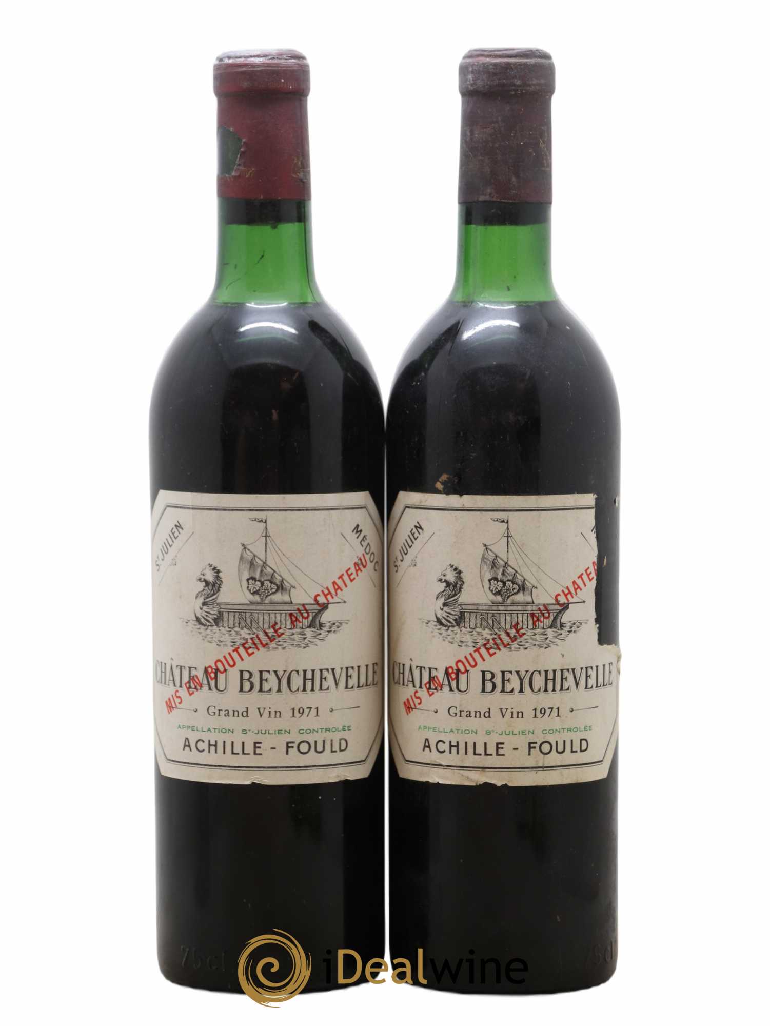 Château Beychevelle 4ème Grand Cru Classé 1971 - Lot de 2 bouteilles - 0