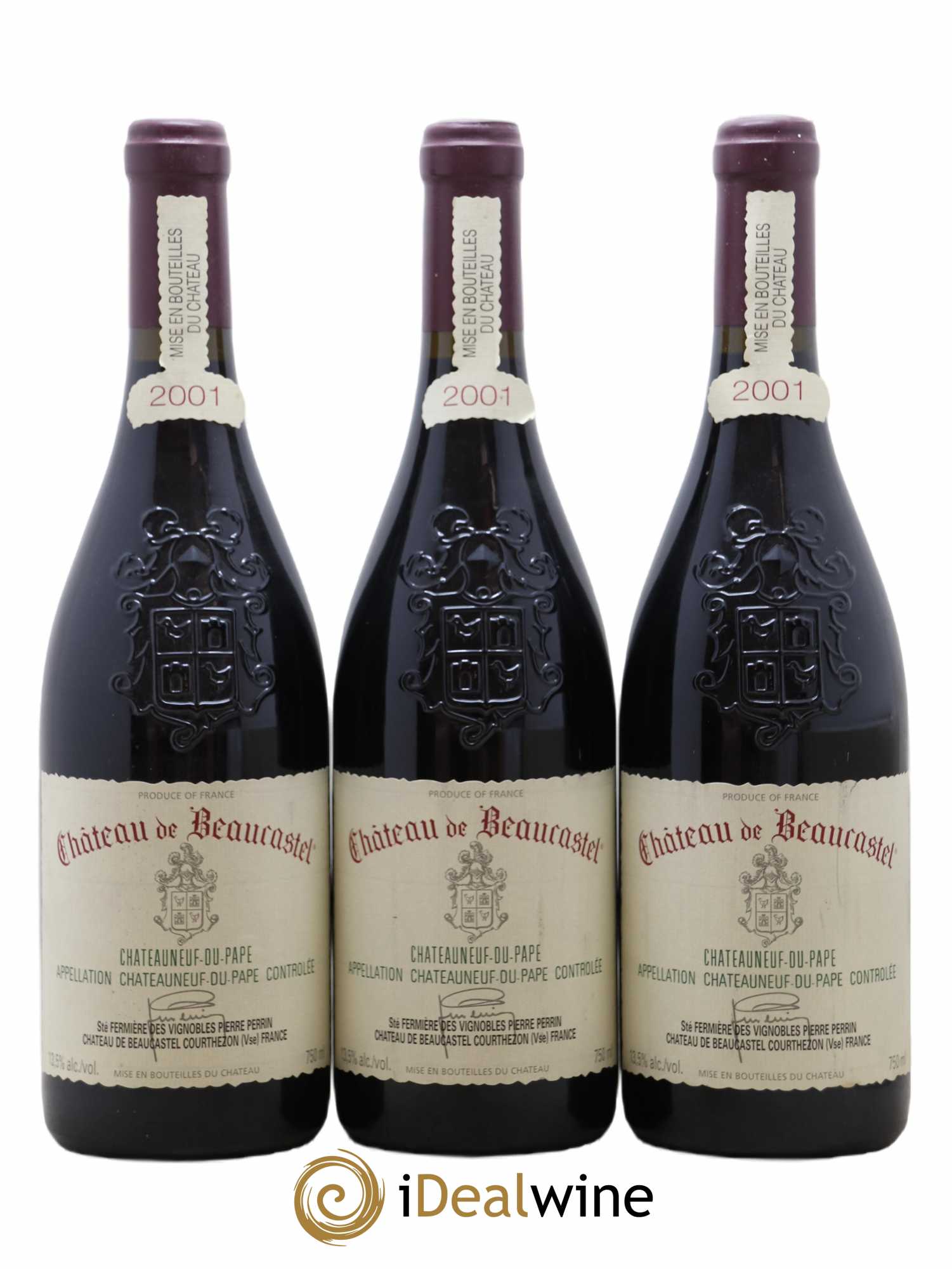 Châteauneuf-du-Pape Château de Beaucastel Famille Perrin 2001 - Lot de 3 bouteilles - 0
