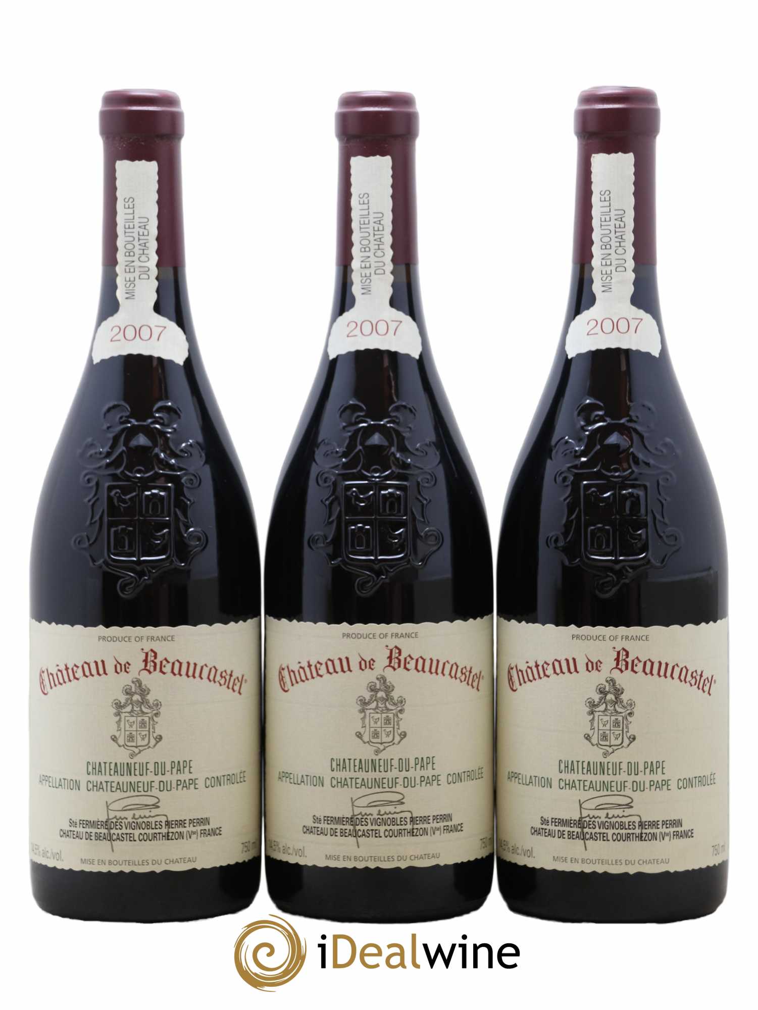 Châteauneuf-du-Pape Château de Beaucastel Famille Perrin 2007 - Lot de 3 bouteilles - 0