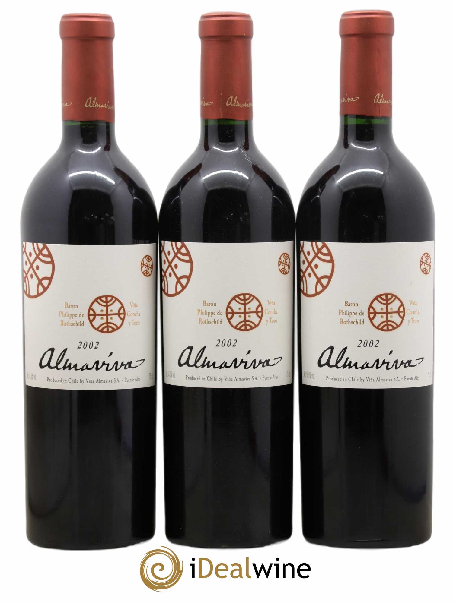 Chili Almaviva Baron P. de Rothschild Concha y Toro 2002 - Lot de 3 bouteilles - 0