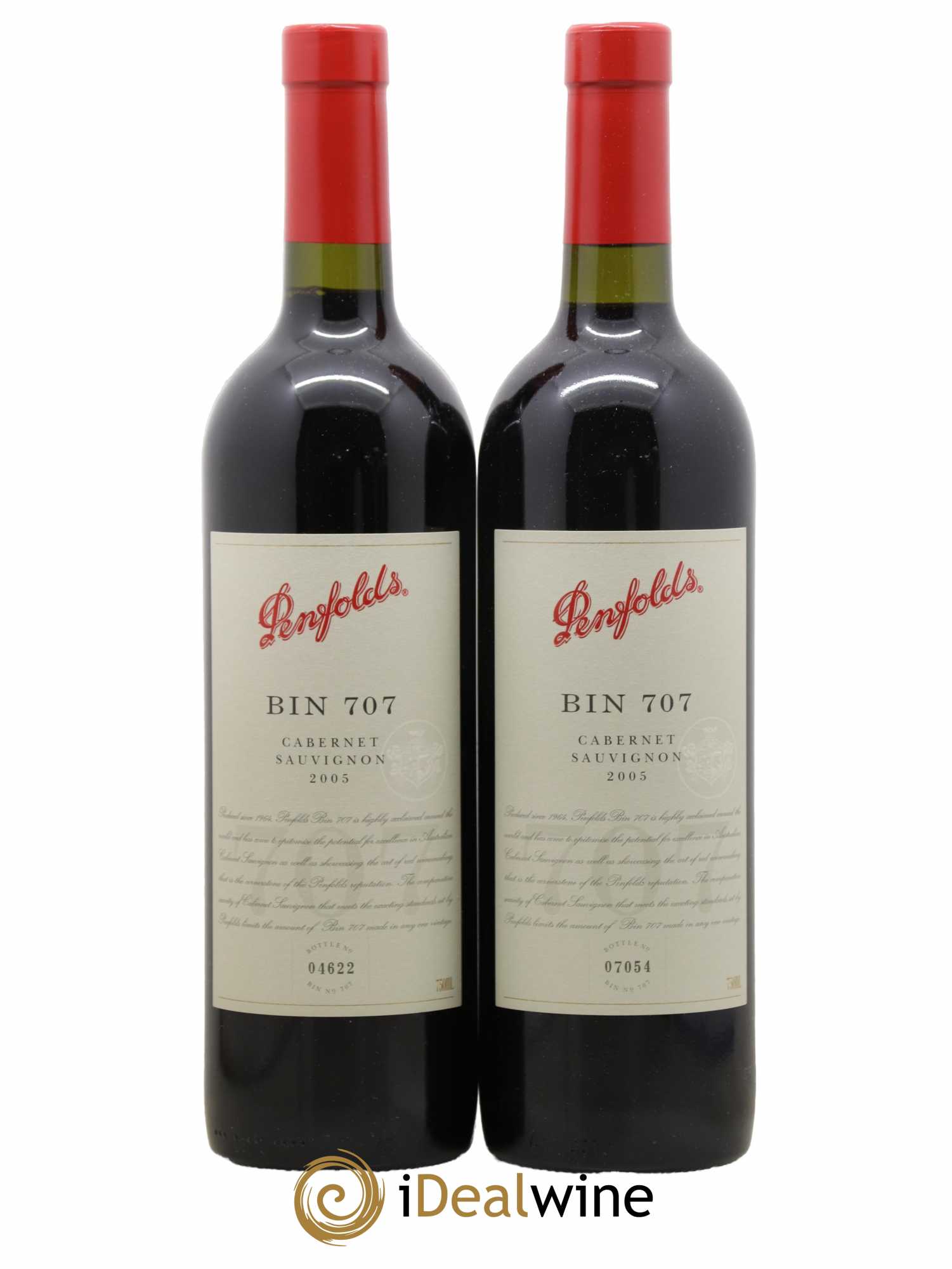 South Australia Penfolds Wines Bin 707 Cabernet Sauvignon 2005 - Lot de 2 bouteilles - 0