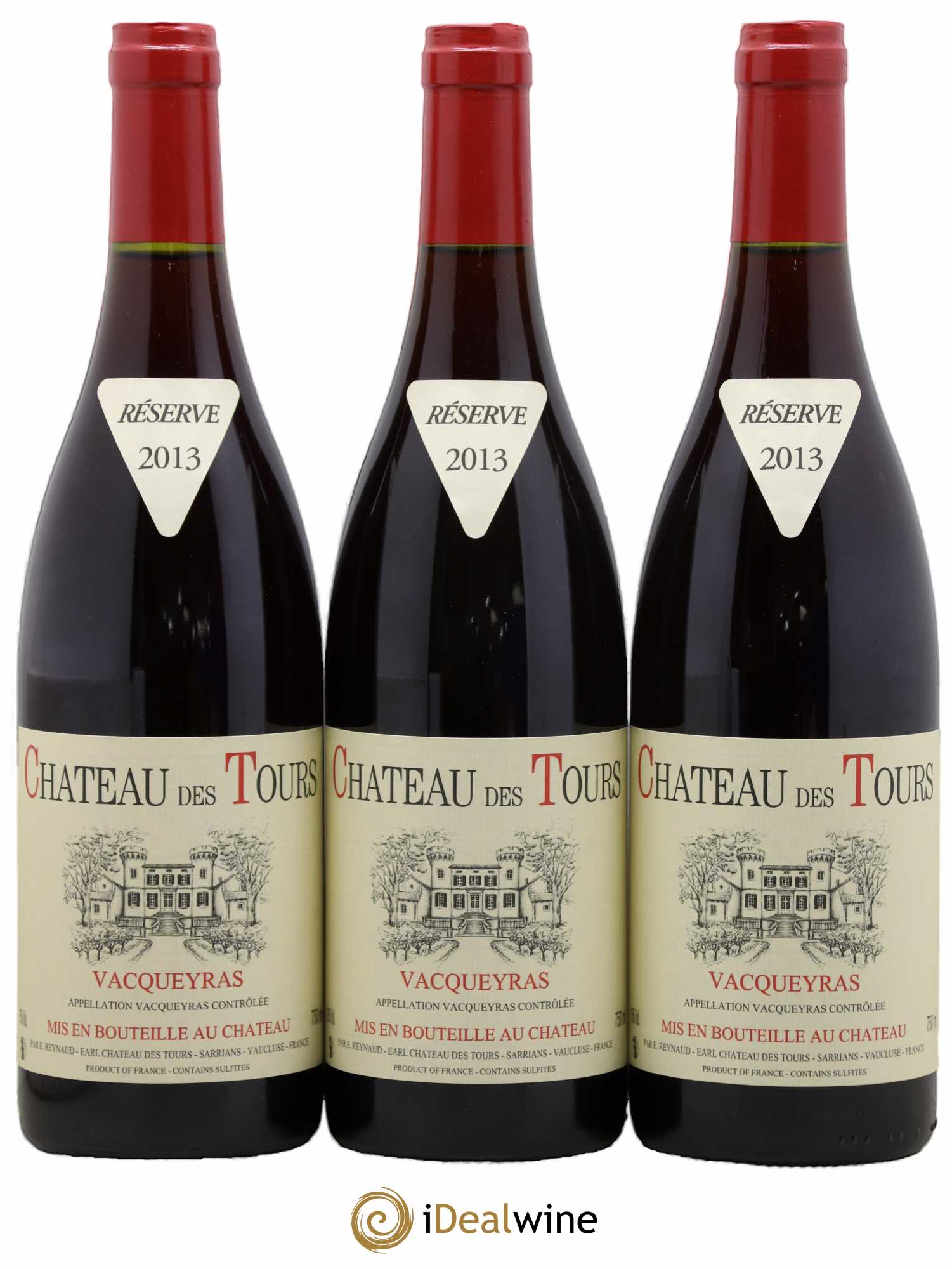 Vacqueyras Château des Tours Emmanuel Reynaud 2013 - Lot de 3 bouteilles - 0