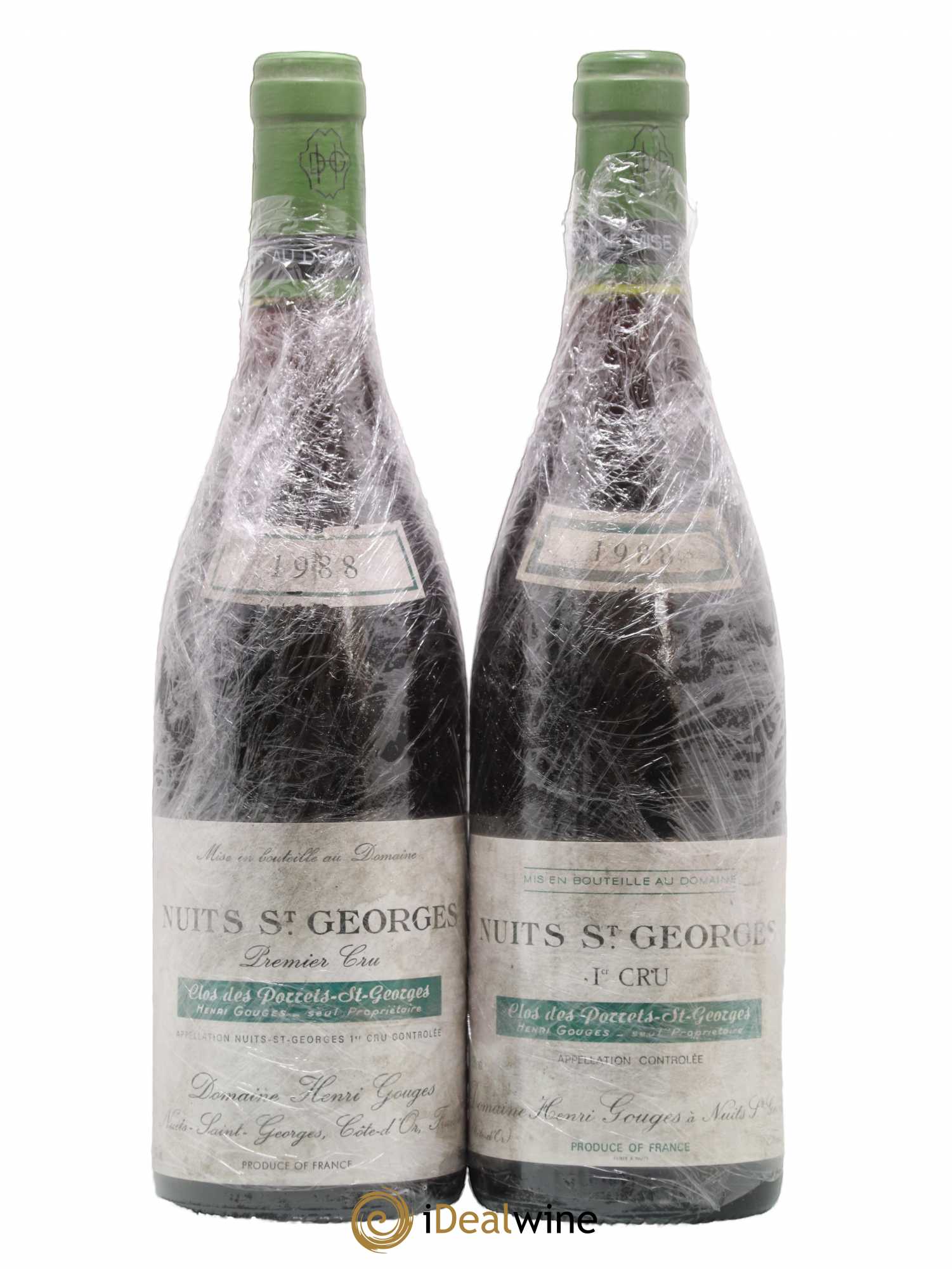 Nuits-Saint-Georges 1er Cru Clos des Porrets St Georges Henri Gouges 1988 - Lot de 2 bouteilles - 0