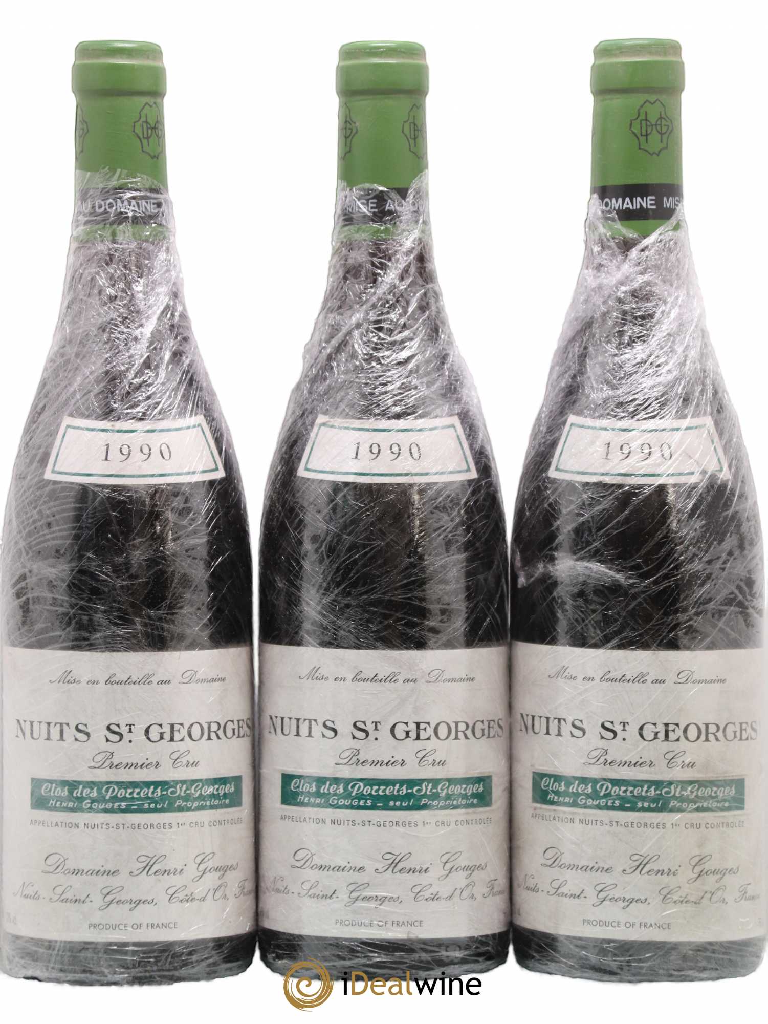 Nuits-Saint-Georges 1er Cru Clos des Porrets St Georges Henri Gouges 1990 - Posten von 3 Flaschen - 0