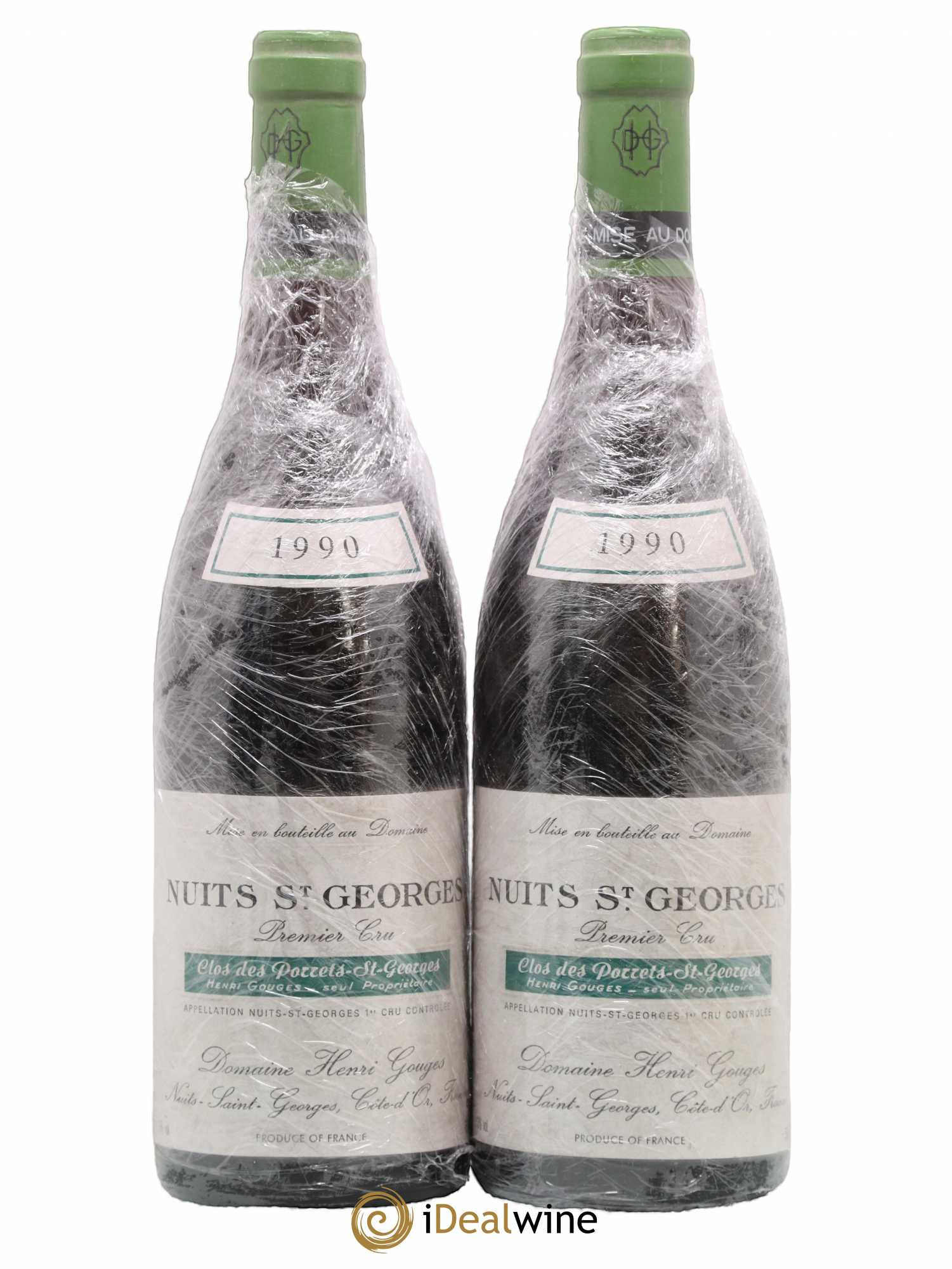 Nuits-Saint-Georges 1er Cru Clos des Porrets St Georges Henri Gouges 1990 - Lot de 2 bouteilles - 0