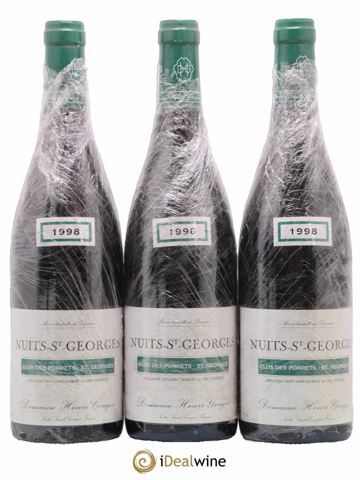 Nuits-Saint-Georges 1er Cru Clos des Porrets St Georges Henri Gouges 1998 - Posten von 3 Flaschen - 0