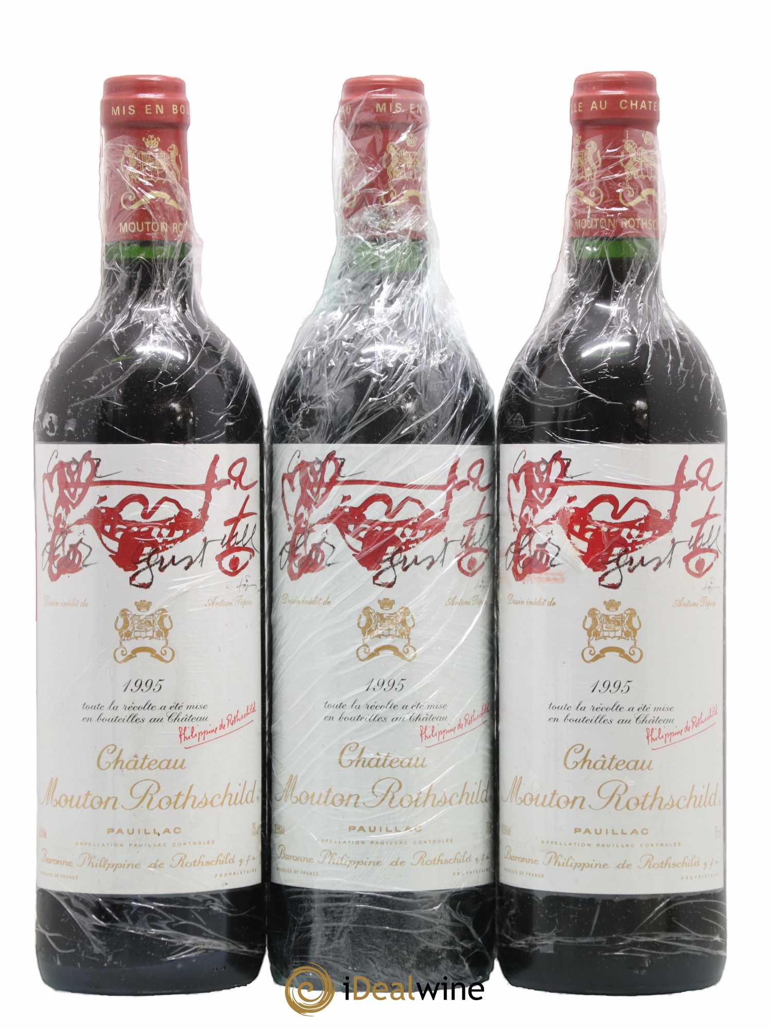 Château Mouton Rothschild 1er Grand Cru Classé 1995 - Lot de 3 bouteilles - 0