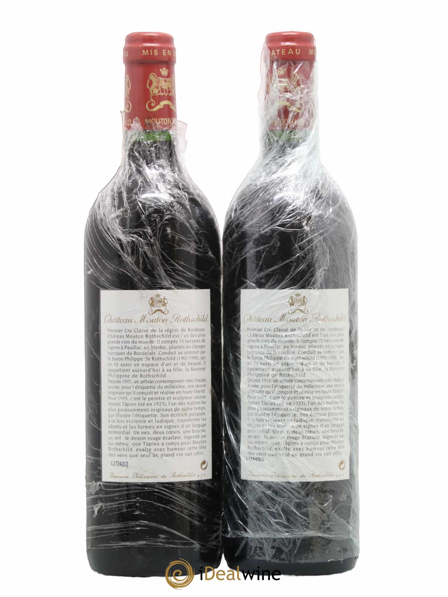 Château Mouton Rothschild 1er Grand Cru Classé 1995 - Lot de 2 bouteilles - 1