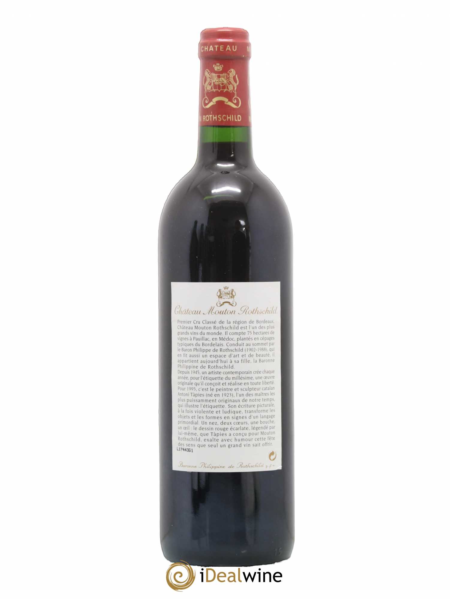 Château Mouton Rothschild 1er Grand Cru Classé 1995 - Lot de 1 bouteille - 1