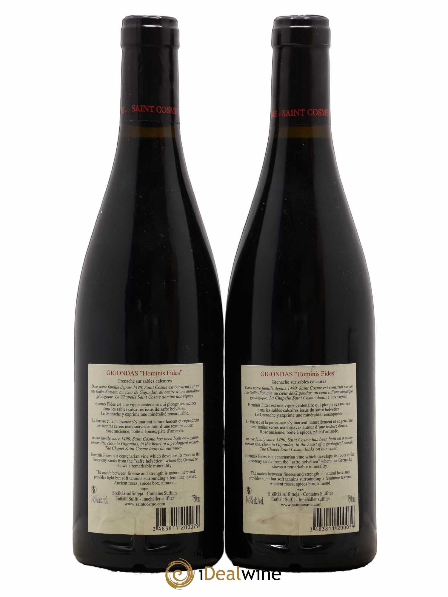 Gigondas Hominis Fides Saint Cosme 2007 - Lot de 2 bouteilles - 1