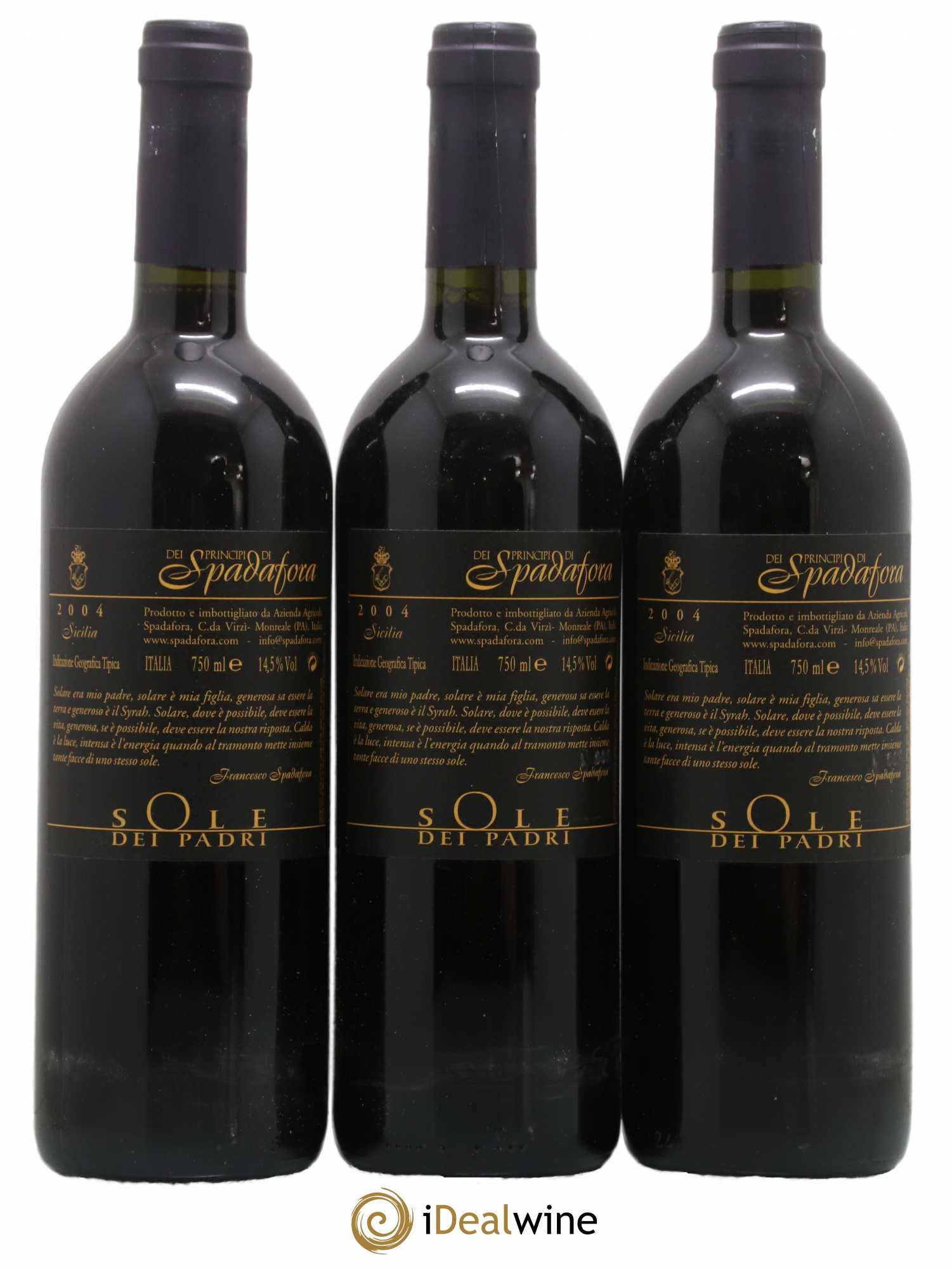 IGT Sicile Sole dei Padri Dei Principi di Spadafora (sans prix de réserve) 2004 - Lotto di 6 bottiglie - 4