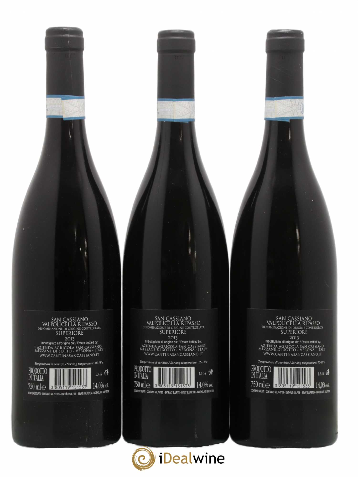 Vénétie Valpolicella Superiore Ripasso San Cassiano (no reserve) 2013 - Lot of 3 bottles - 1