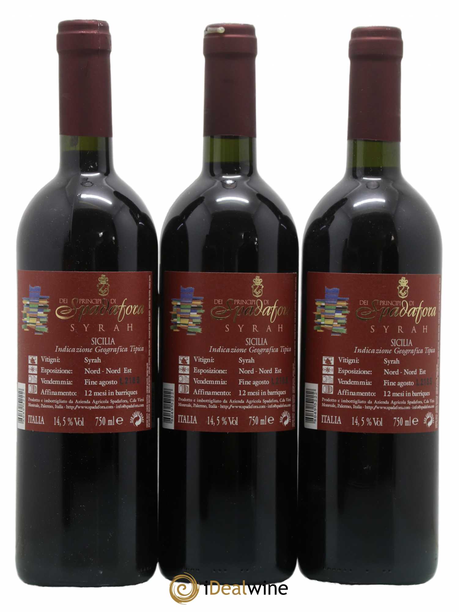 IGT Sicile Schietto Syrah Dei Principi di Spadafora (sans prix de réserve) 2003 - Posten von 3 Flaschen - 1