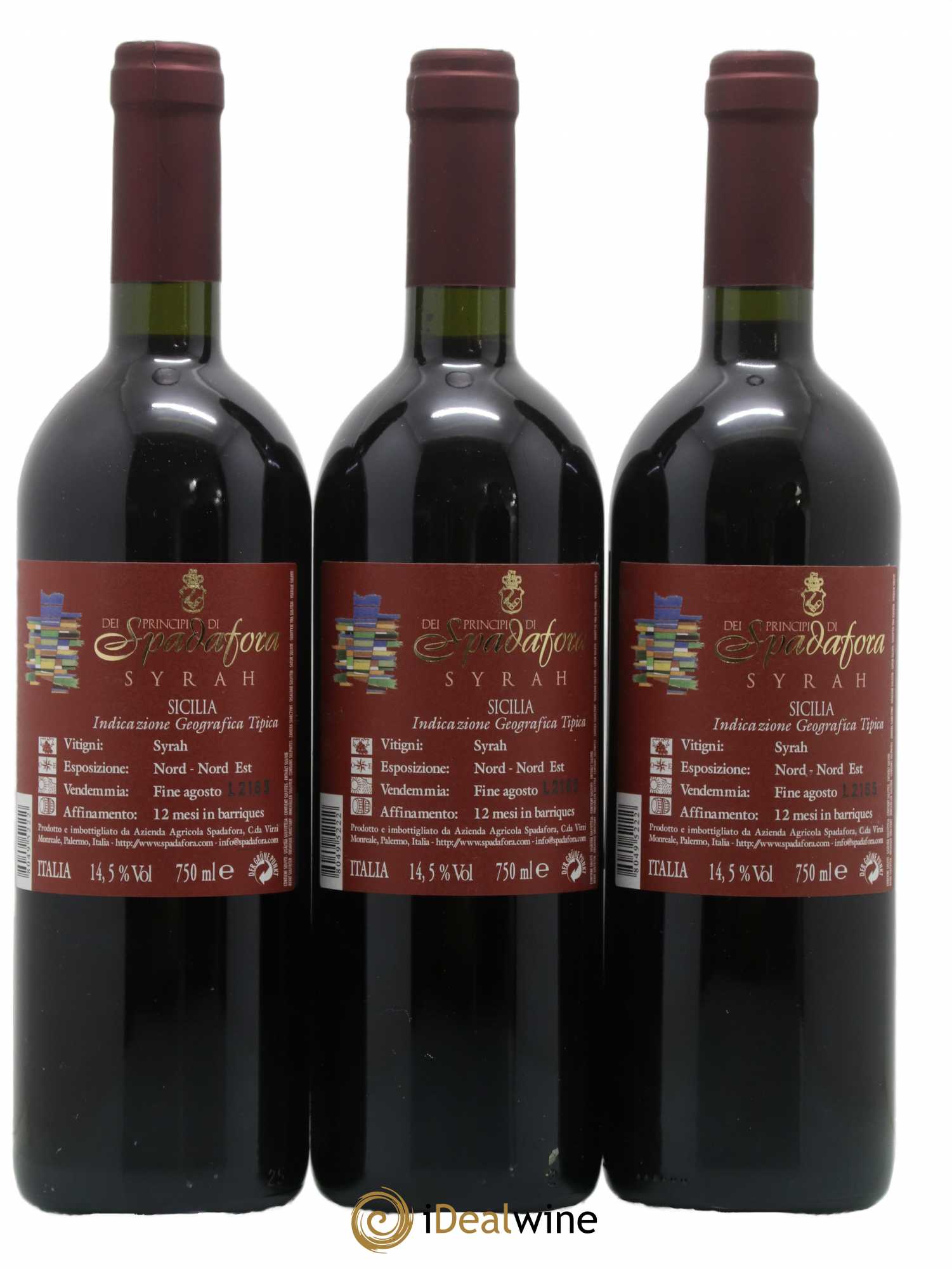 IGT Sicile Schietto Syrah Dei Principi di Spadafora (sans prix de réserve) 2003 - Posten von 3 Flaschen - 1