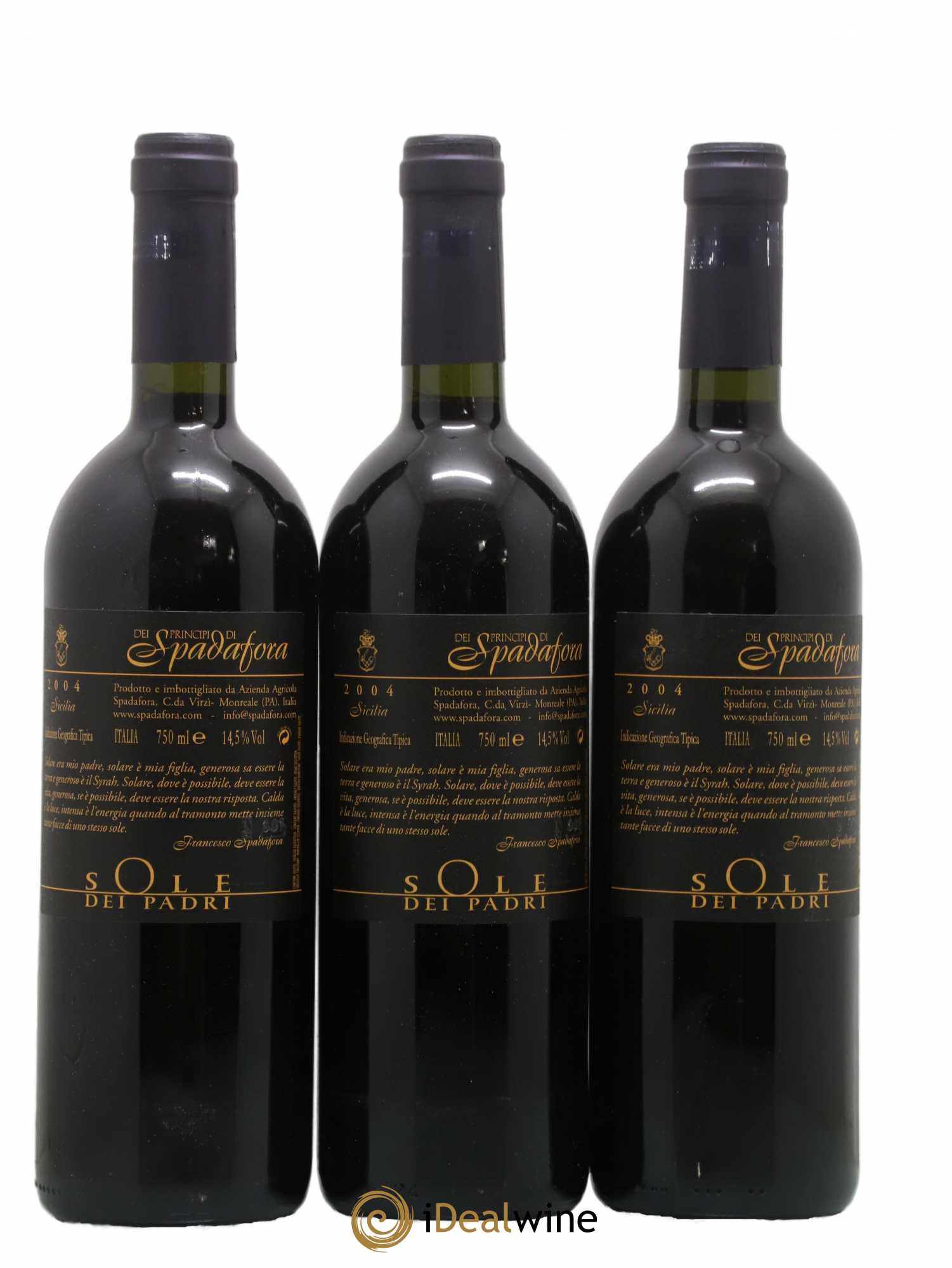 IGT Sicile Sole dei Padri Dei Principi di Spadafora (sans prix de réserve) 2004 - Posten von 6 Flaschen - 4