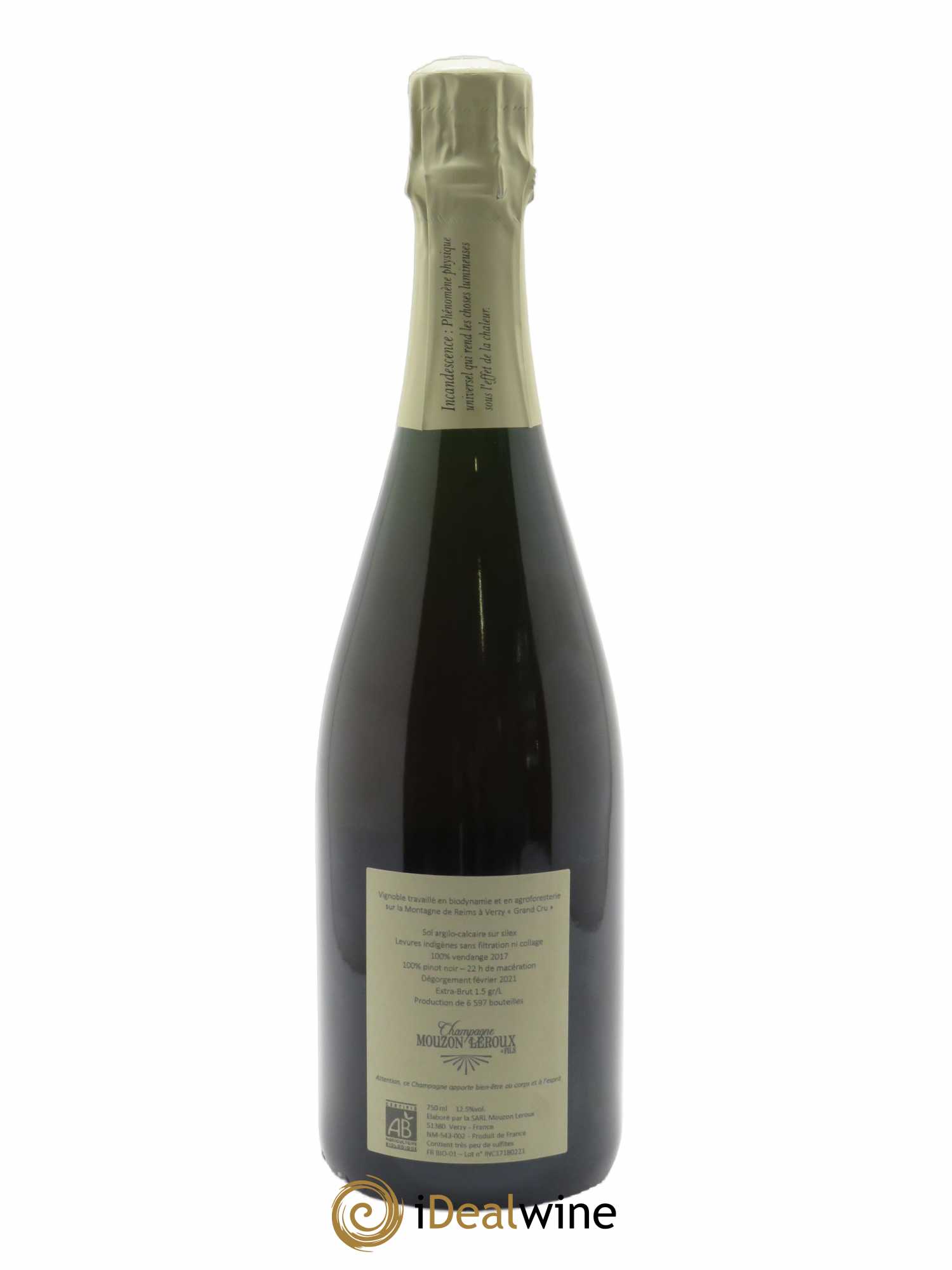 L'incandescent Verzy Grand Cru Extra-Brut Mouzon-Leroux - Lot de 1 bouteille - 1