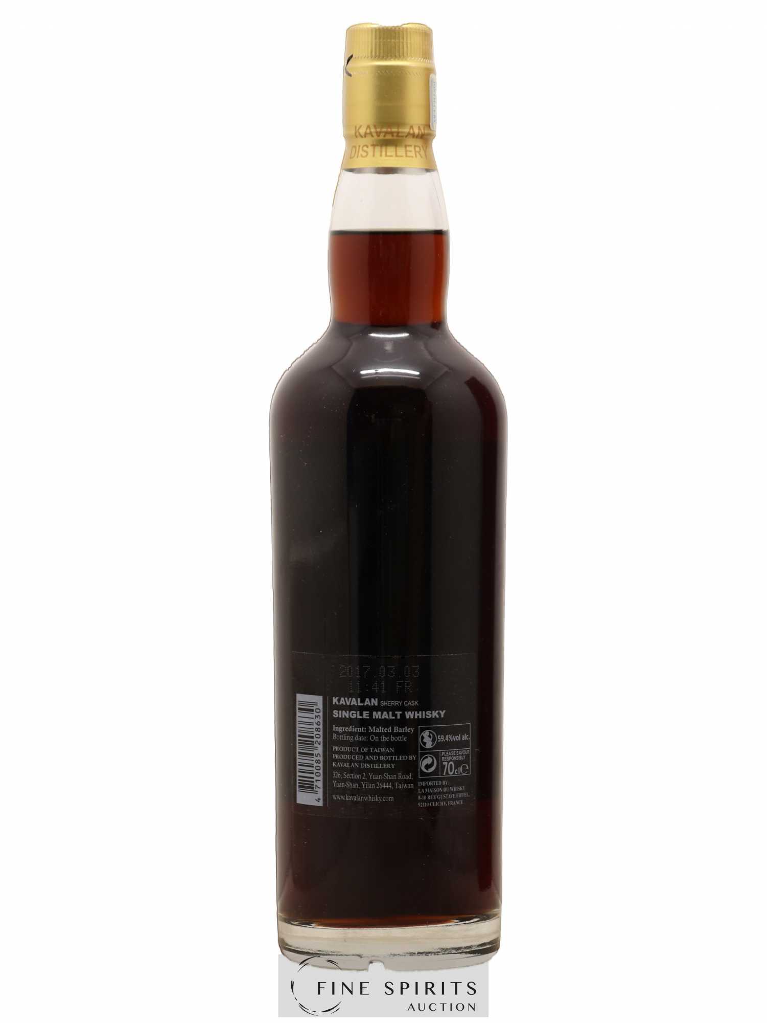 Kavalan Of. Solist Sherry Cask n°S081217028 - One of 486 - bottled 2017 Cask Strength - Lot de 1 bouteille - 2