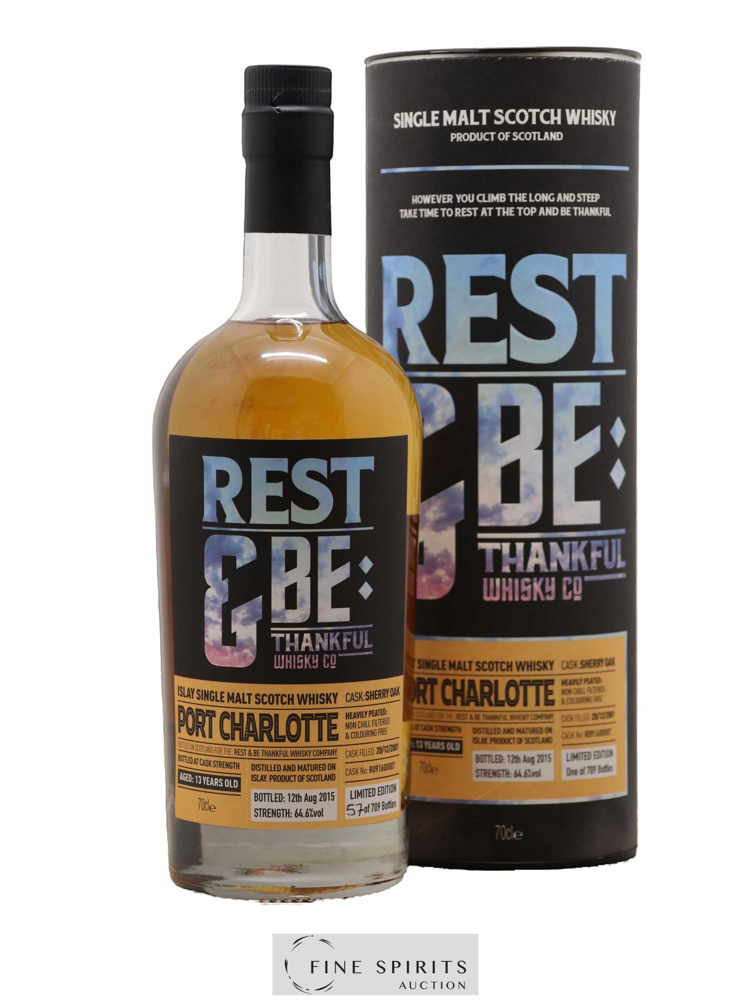 Port Charlotte 13 years 2001 Rest & Be Thankful Sherry Oak Cask n°R091600007 - One of 709 - bottled 2015 Limited Edition - Lot de 1 bouteille - 0