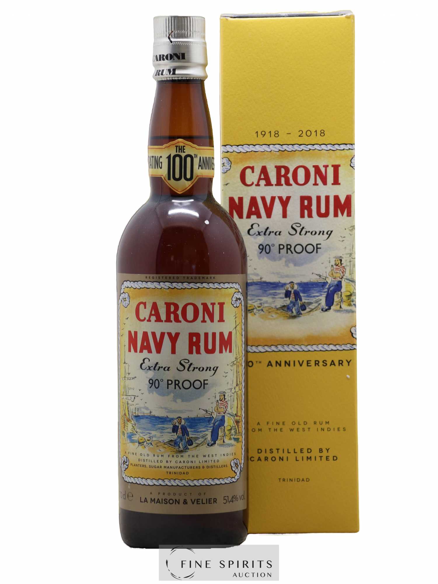 Caroni 18 years Velier Navy Rum 90° Proof - bottled 2018 Celebrating the 100th Anniversary Extra Strong - Lot de 1 bouteille - 0