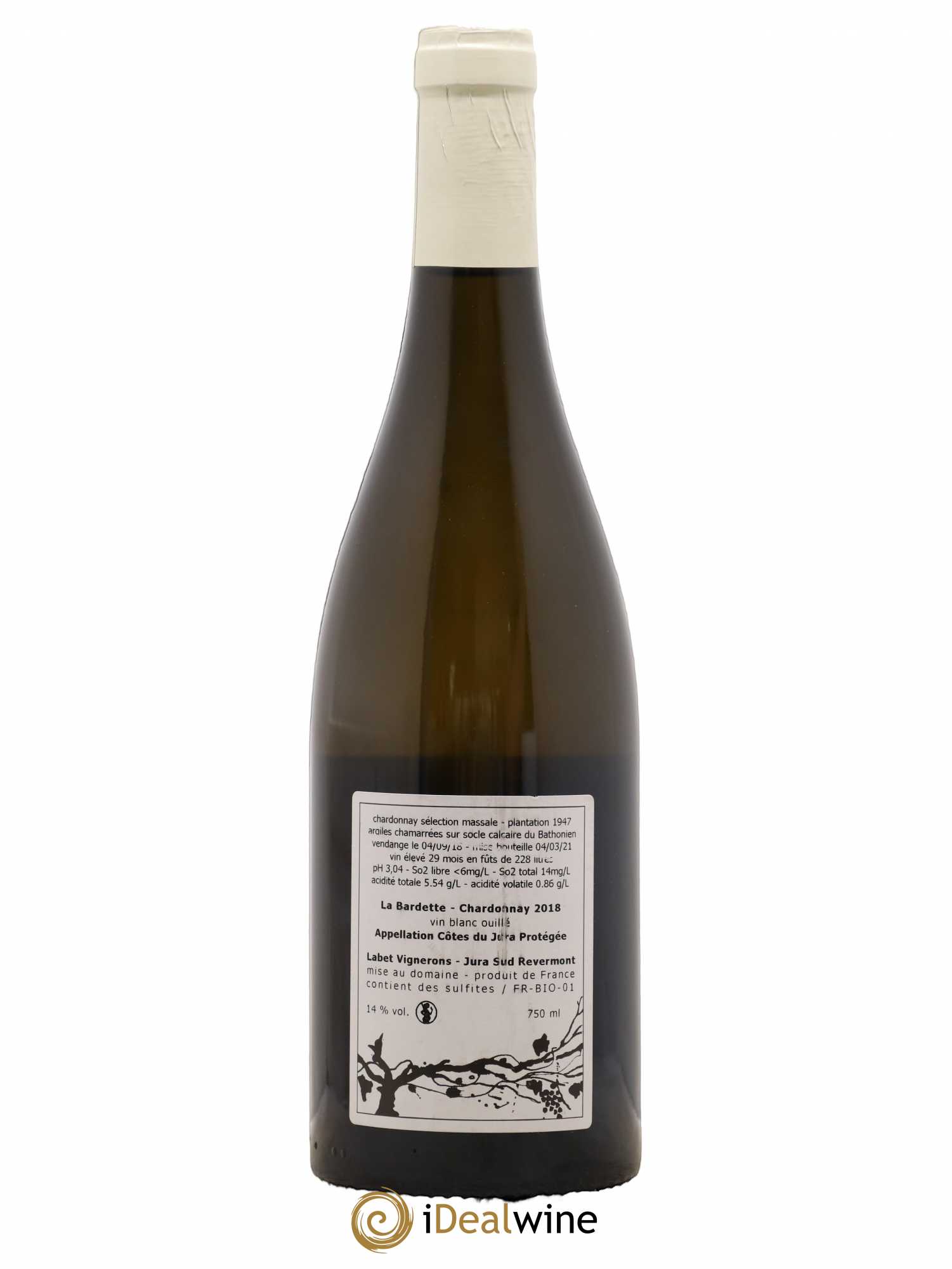 Côtes du Jura Chardonnay La Bardette Romain - Julien - Charline Labet 2018 - Lot de 1 bouteille - 1