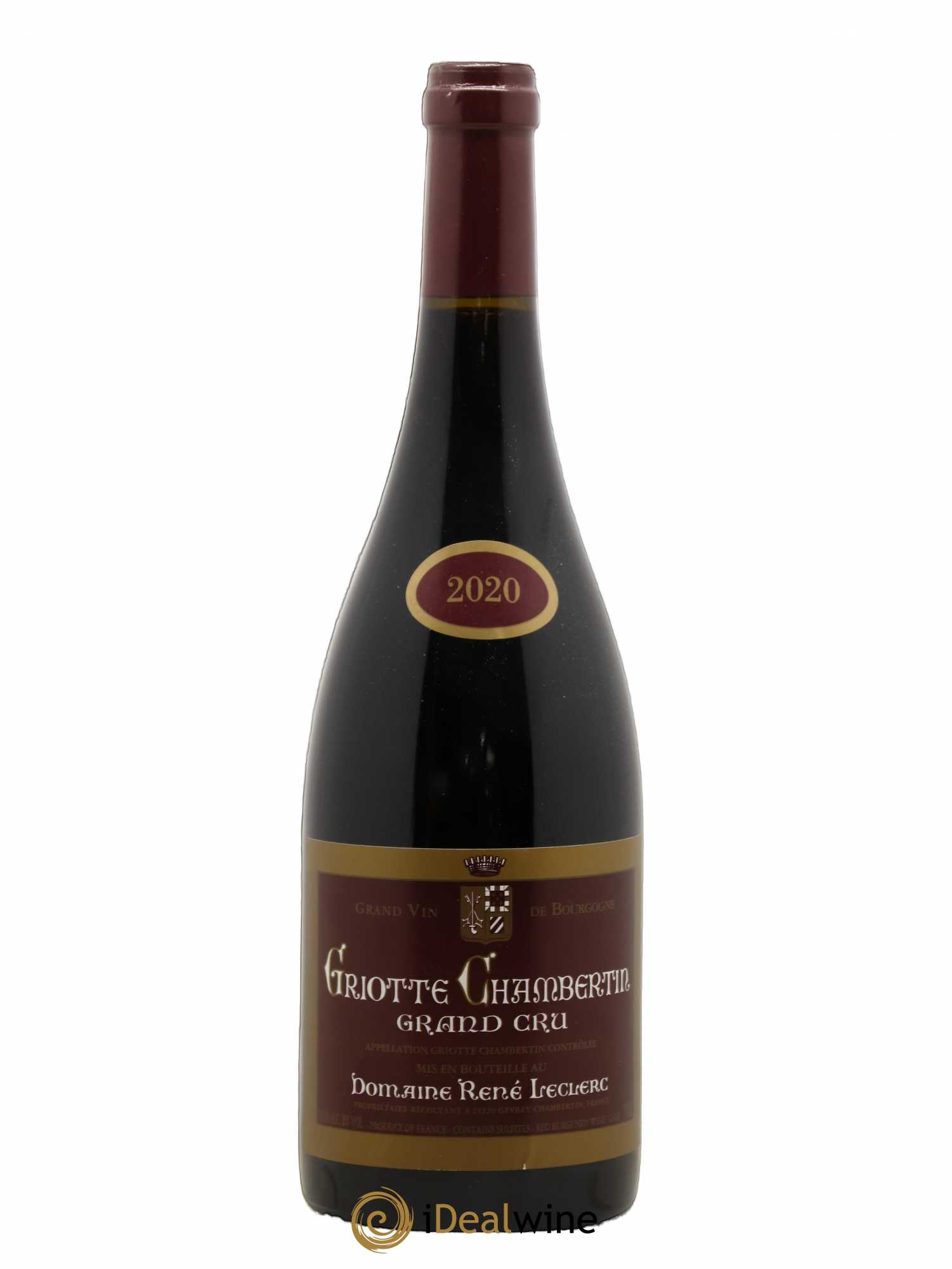 Griotte-Chambertin Grand Cru Domaine René Leclerc 2020 - Lot de 1 bouteille - 0