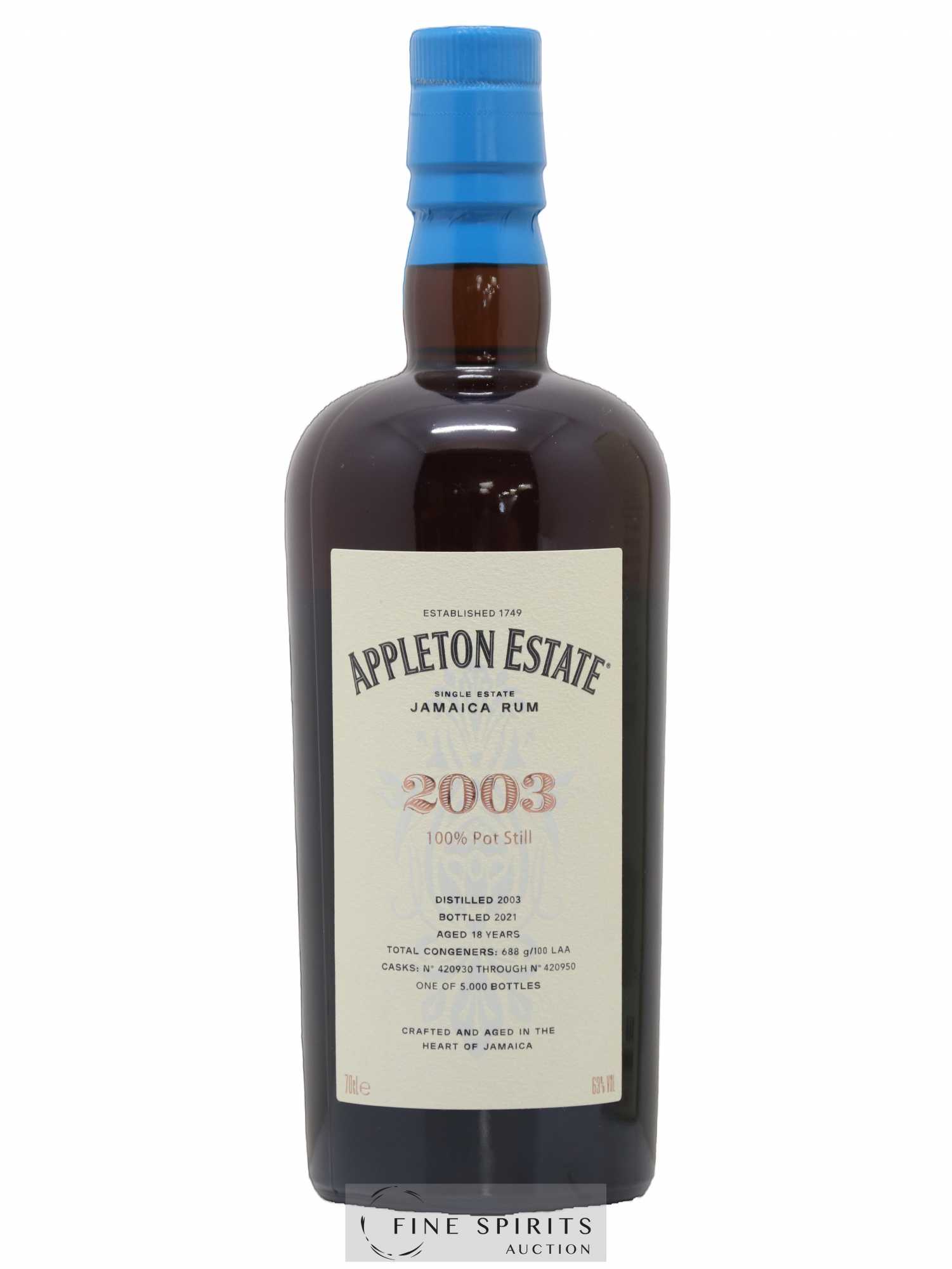 Appleton Estate 18 years 2003 Of. Pot Still Cask n°420930 through n°420950 - One of 5000 - bottled 2021 Hearts Collection - Lot de 1 bouteille - 1