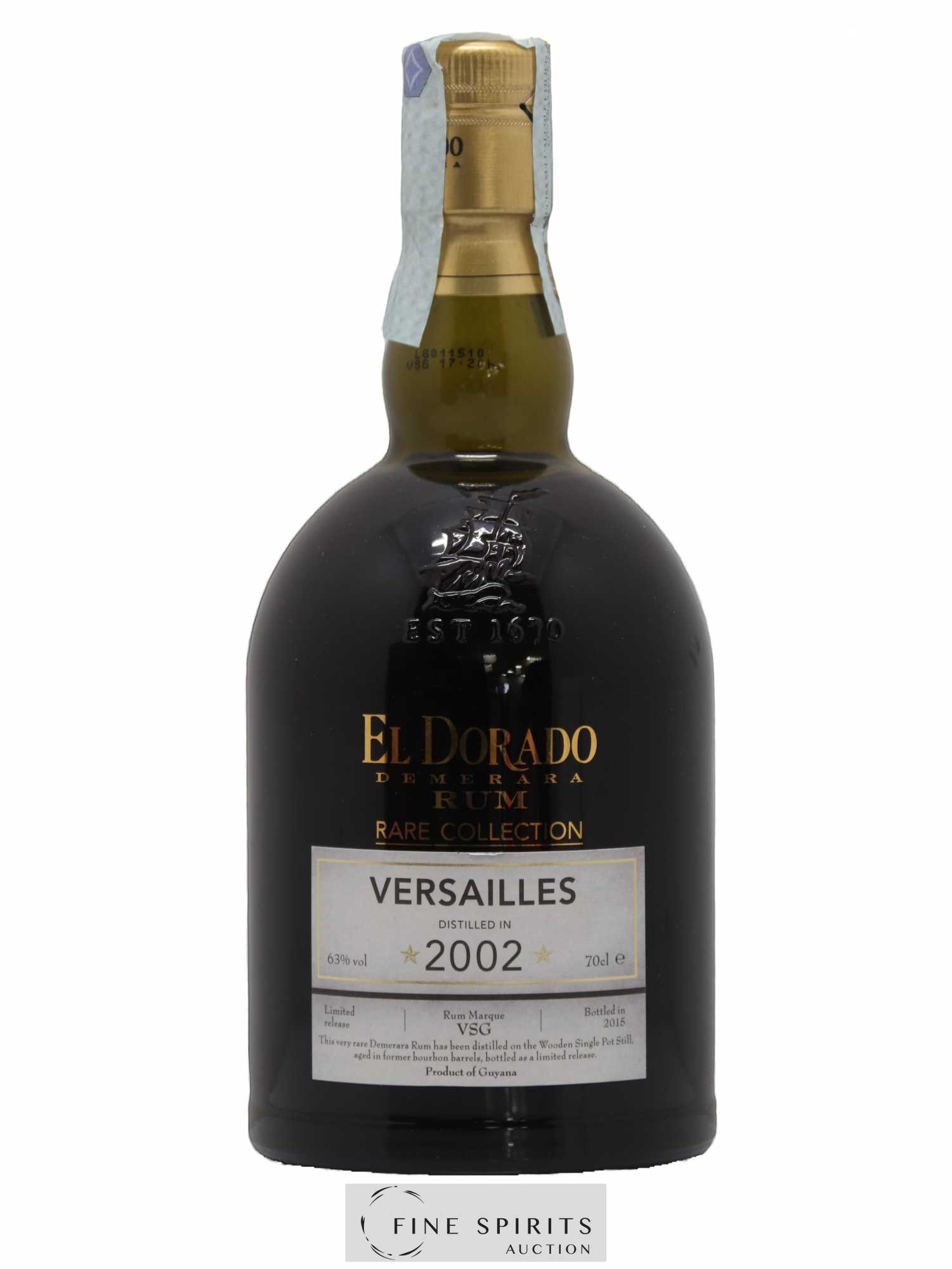 El Dorado 12 years 2002 Of. Rare Collection Versailles Rum Marque VSG - bottled in 2015 Limited Release - Lot de 1 bouteille - 1