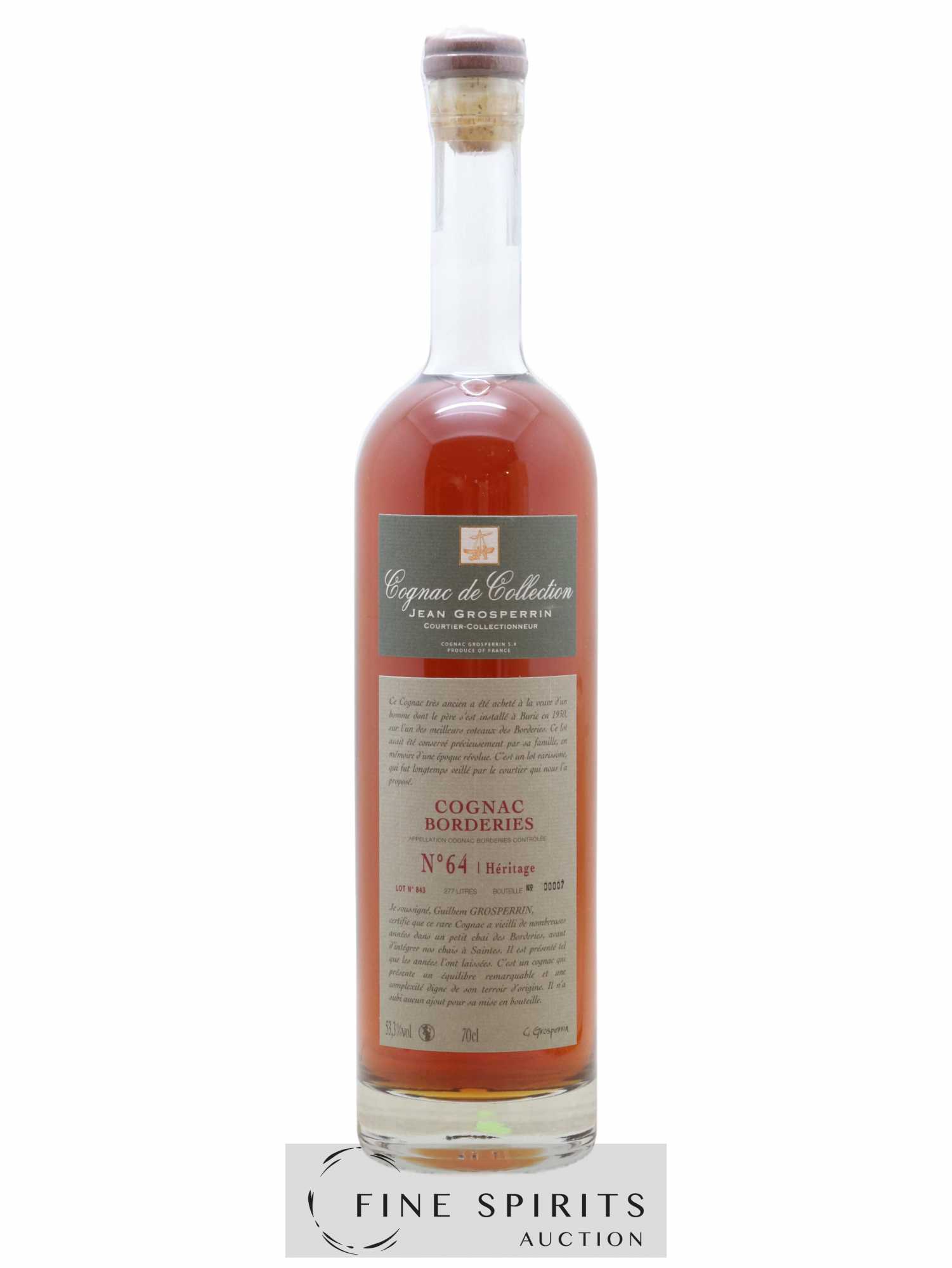 Jean Grosperrin Of. N°64 Héritage Lot n°843 Cognac de Collection - Posten von 1 Flasche - 1